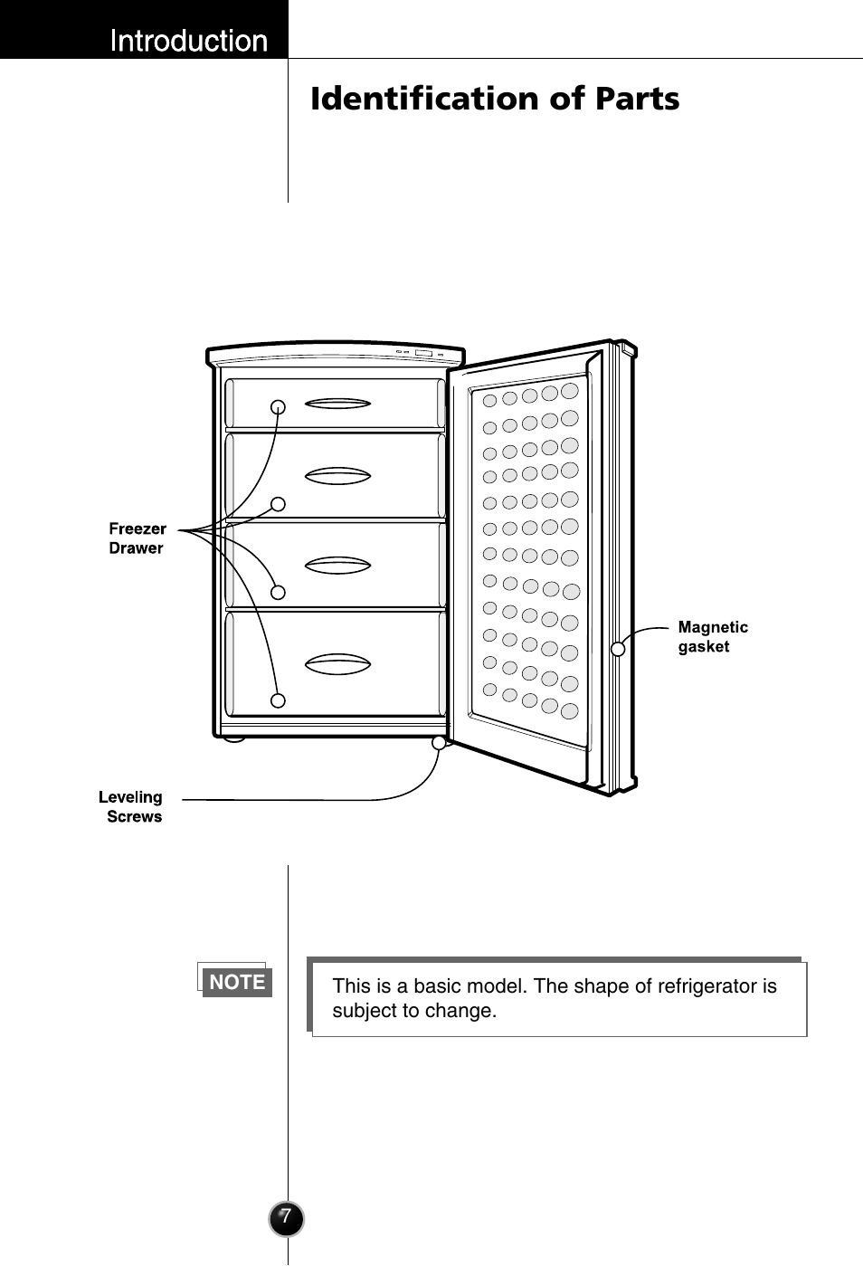 Identification of parts | LG GC-154GQW User Manual | Page 6 / 50