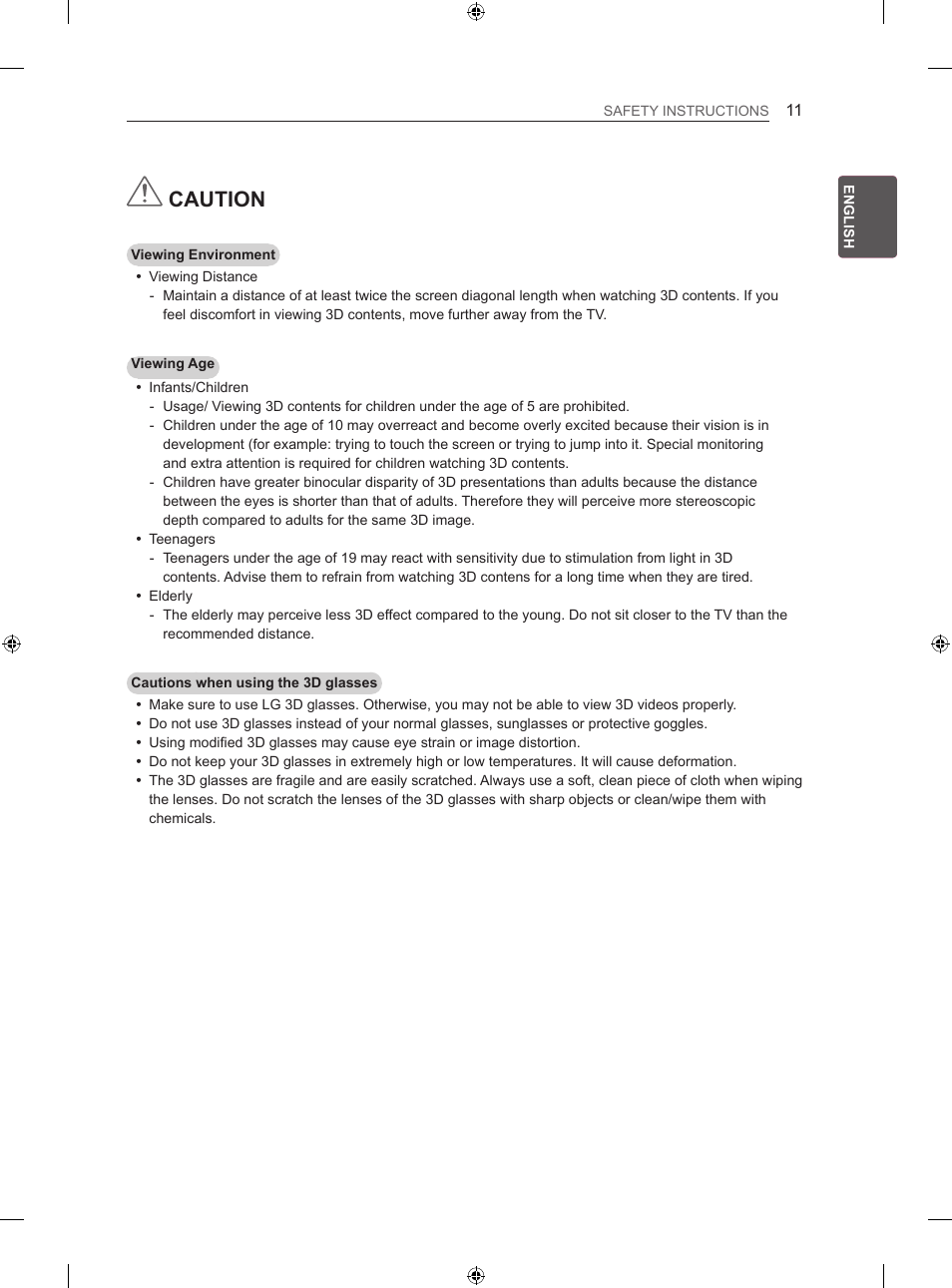Caution | LG 60LA860V User Manual | Page 18 / 287