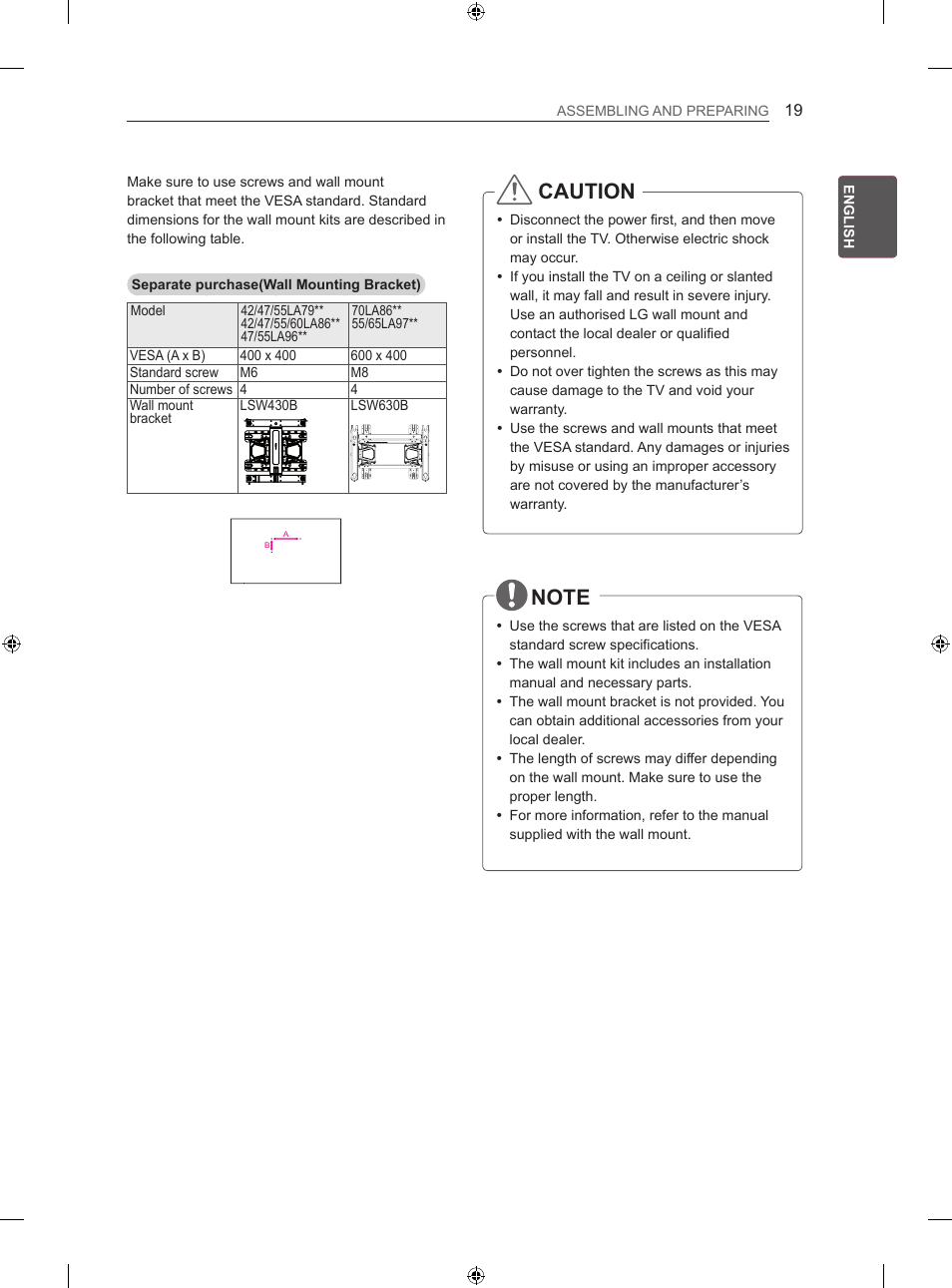Caution | LG 60LA860V User Manual | Page 26 / 287