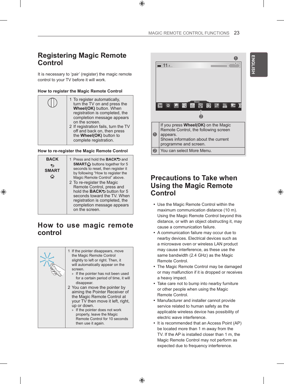 Registering magic remote control, How to use magic remote control | LG 60LA860V User Manual | Page 30 / 287