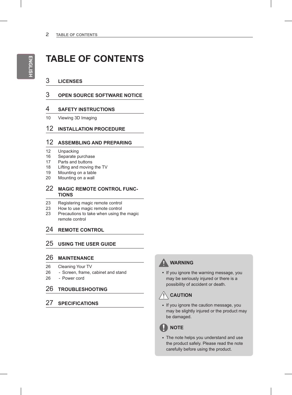 LG 47LM860V User Manual | Page 12 / 313