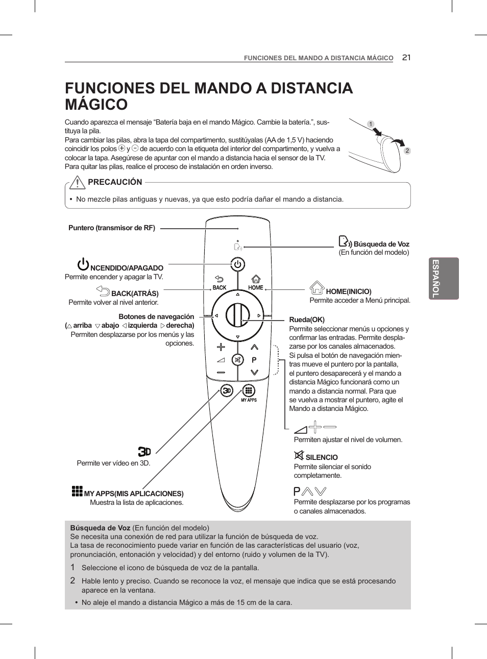 Funciones del mando a distancia mágico | LG 47LM860V User Manual | Page 149 / 313