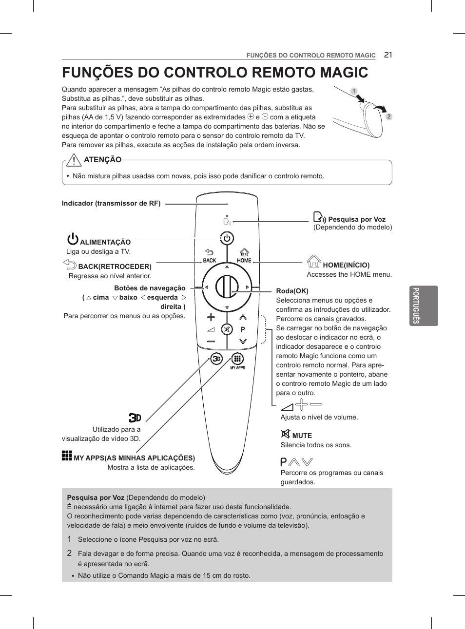 Funções do controlo remoto magic | LG 47LM860V User Manual | Page 177 / 313