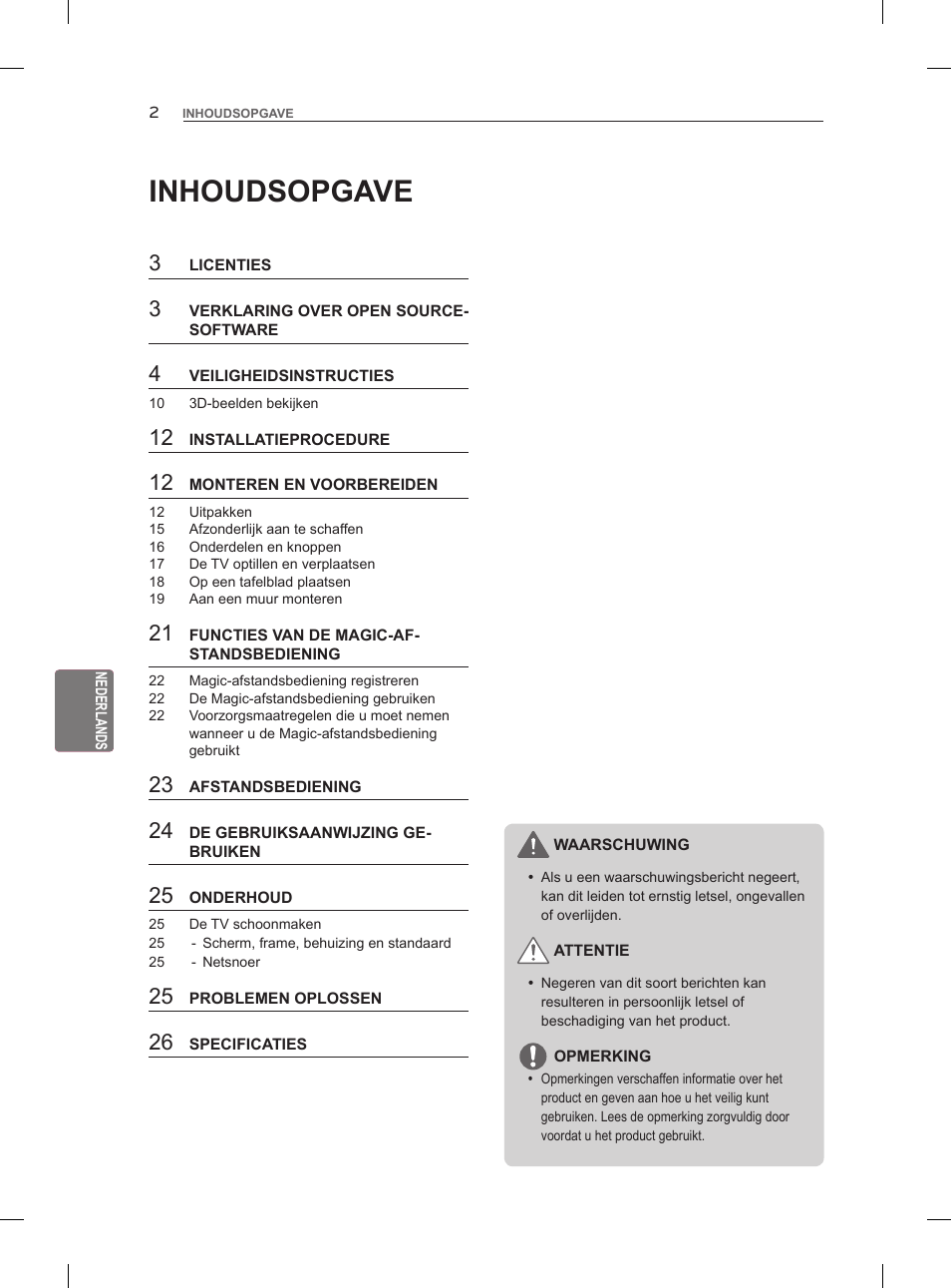 Inhoudsopgave | LG 47LM860V User Manual | Page 186 / 313