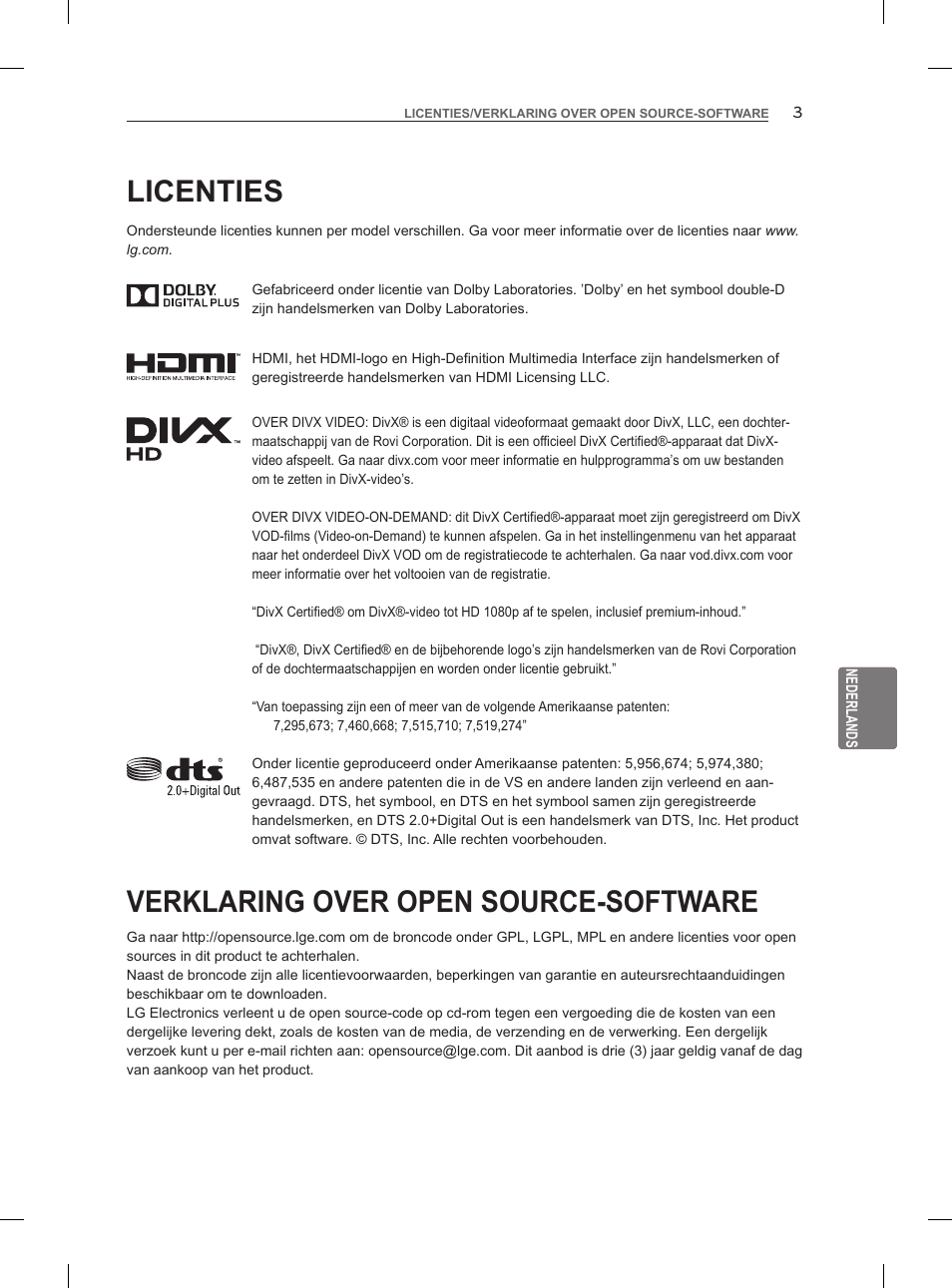 Licenties, Verklaring over open source-software | LG 47LM860V User Manual | Page 187 / 313