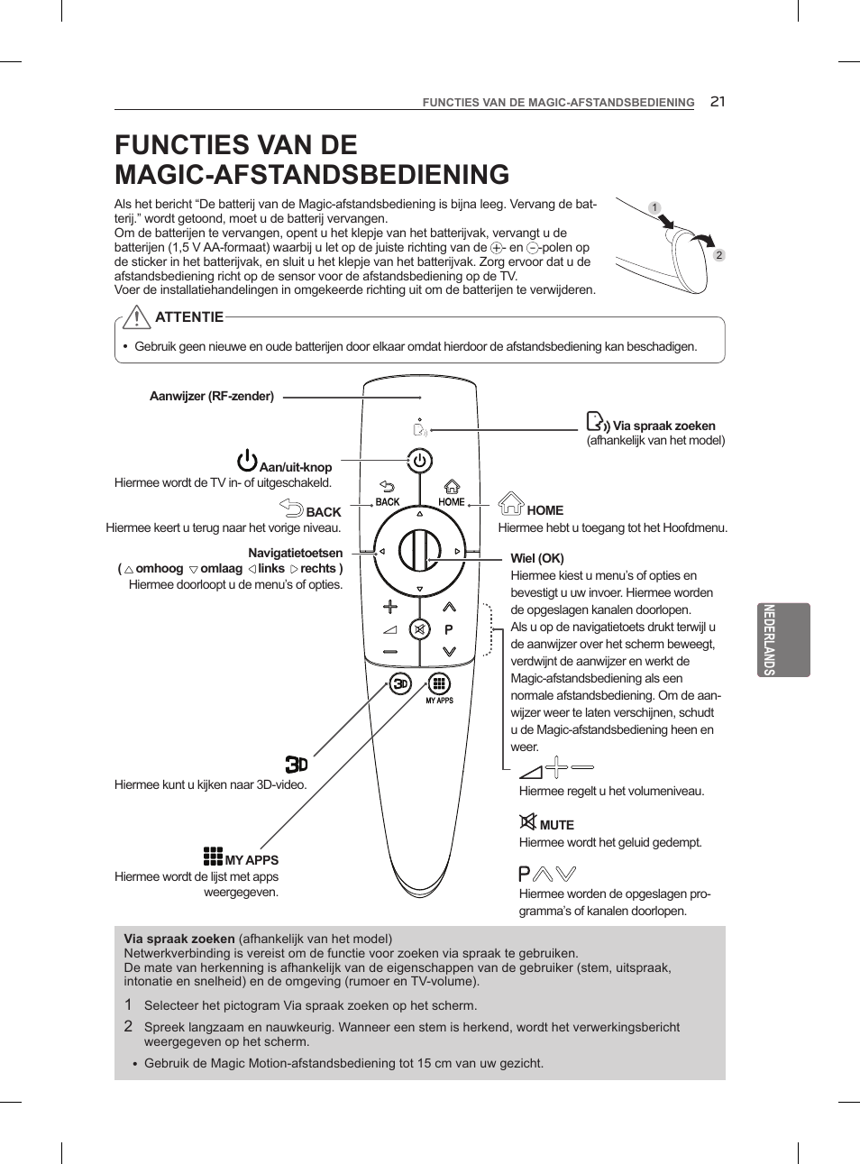 Functies van de magic-afstandsbediening | LG 47LM860V User Manual | Page 205 / 313