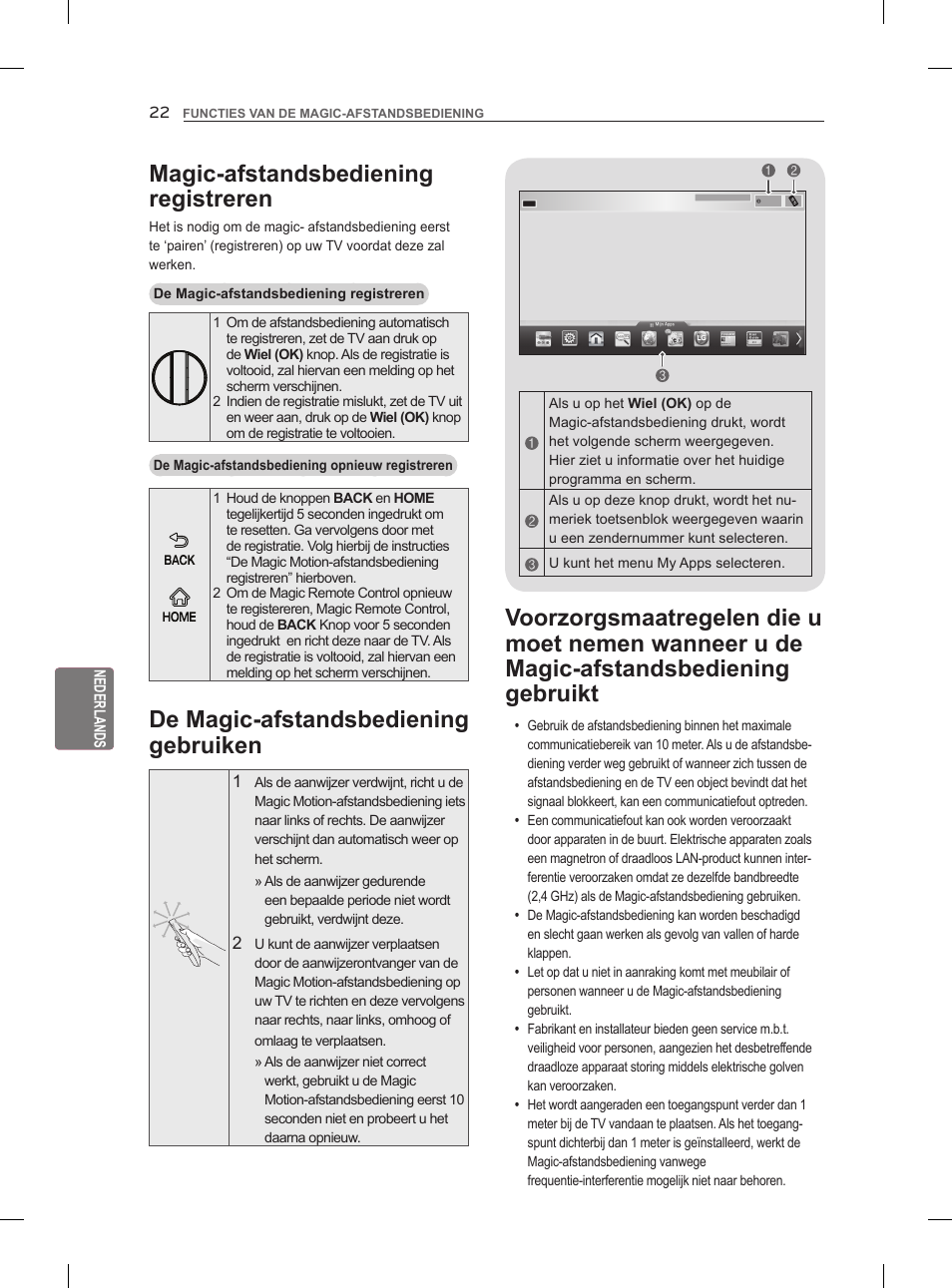 Magic-afstandsbediening registreren, De magic-afstandsbediening gebruiken | LG 47LM860V User Manual | Page 206 / 313