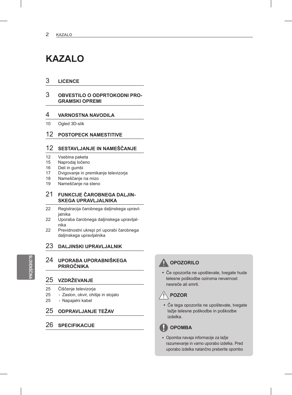 Kazalo | LG 47LM860V User Manual | Page 242 / 313