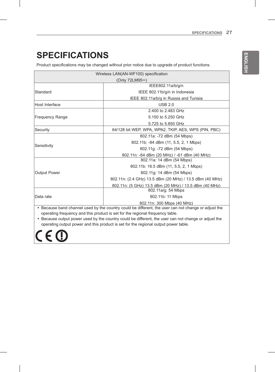 Specifications | LG 47LM860V User Manual | Page 37 / 313