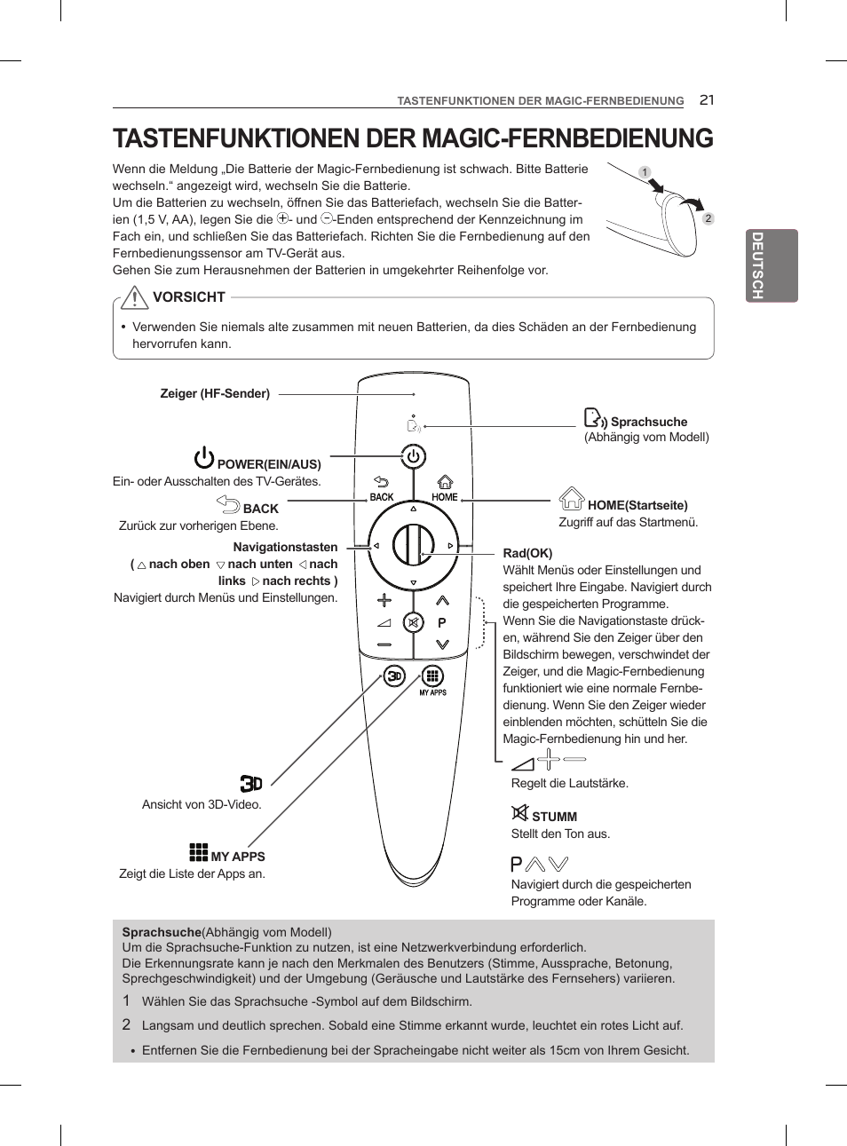 Tastenfunktionen der magic-fernbedienung | LG 47LM860V User Manual | Page 59 / 313