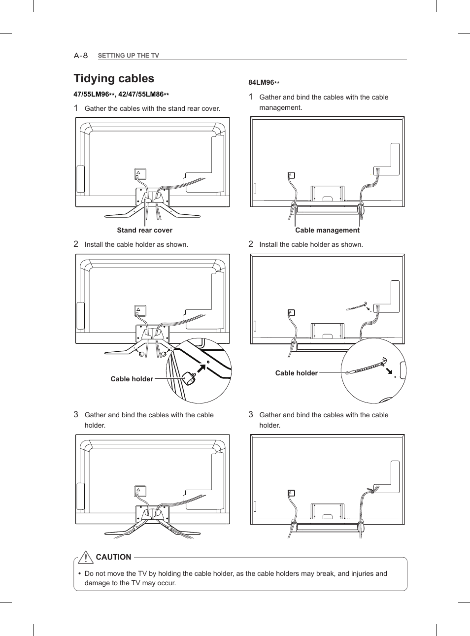 Tidying cables | LG 47LM860V User Manual | Page 8 / 313