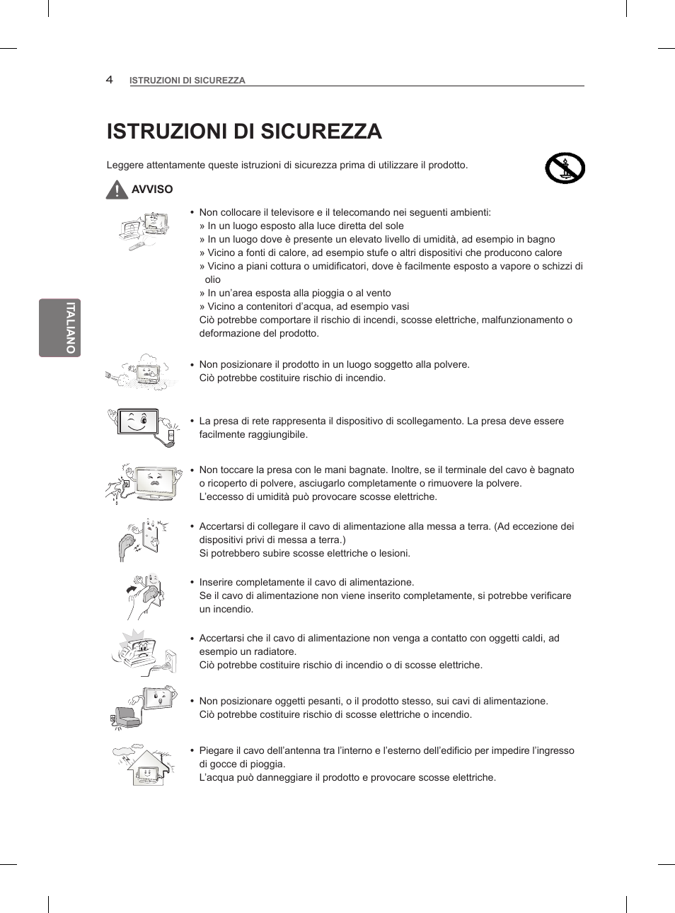 Istruzioni di sicurezza | LG 47LM860V User Manual | Page 98 / 313