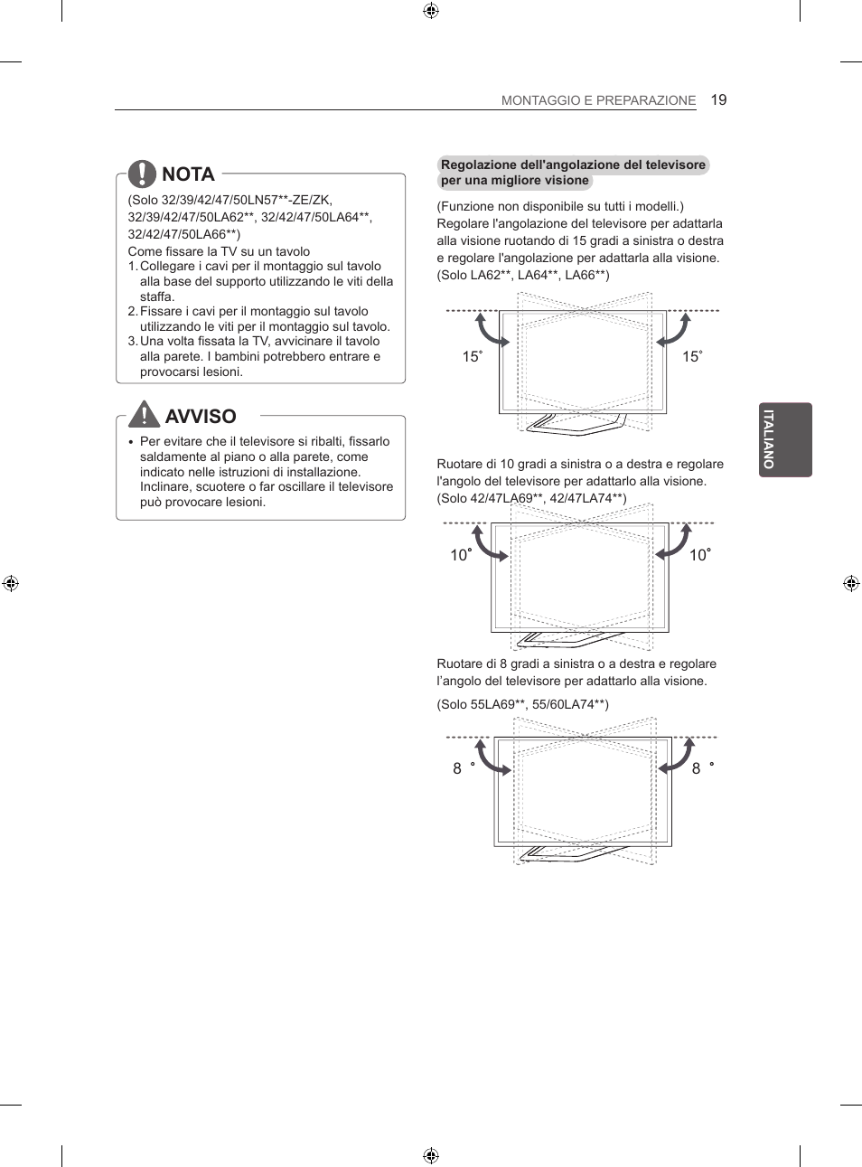 Nota, Avviso | LG 47LA640S User Manual | Page 116 / 329