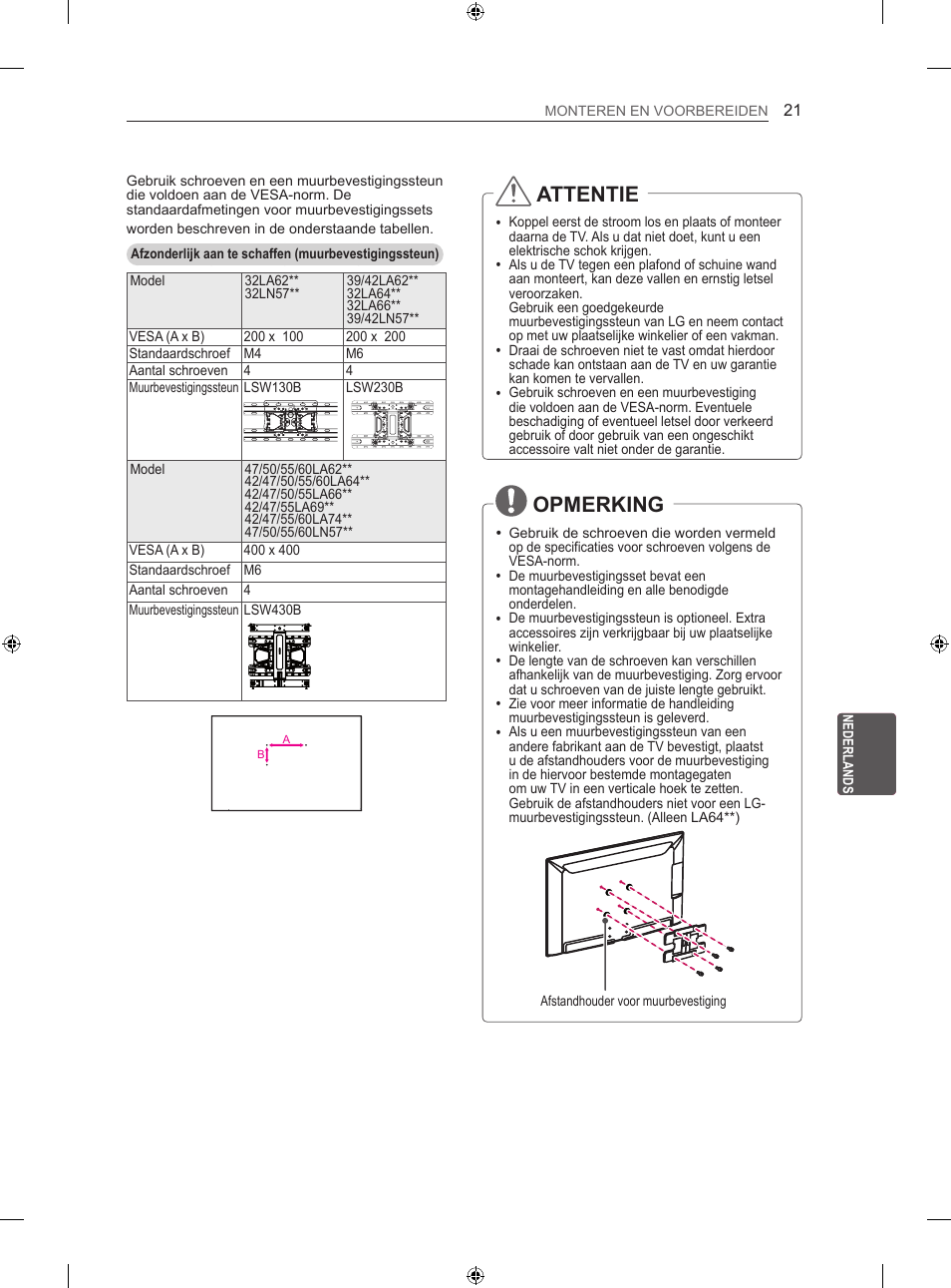 Attentie, Opmerking | LG 47LA640S User Manual | Page 216 / 329