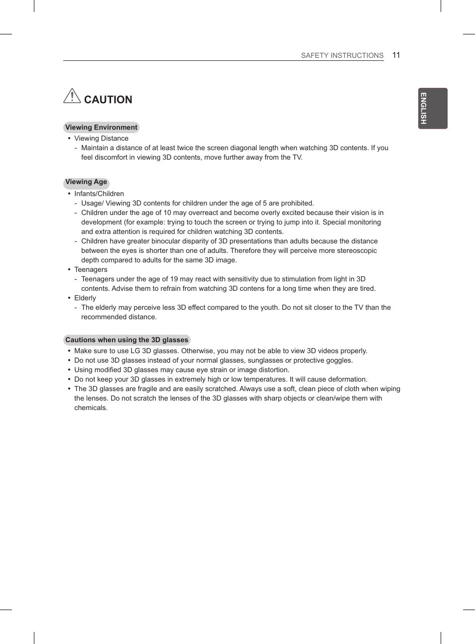 Caution | LG 47LA6130 User Manual | Page 15 / 252