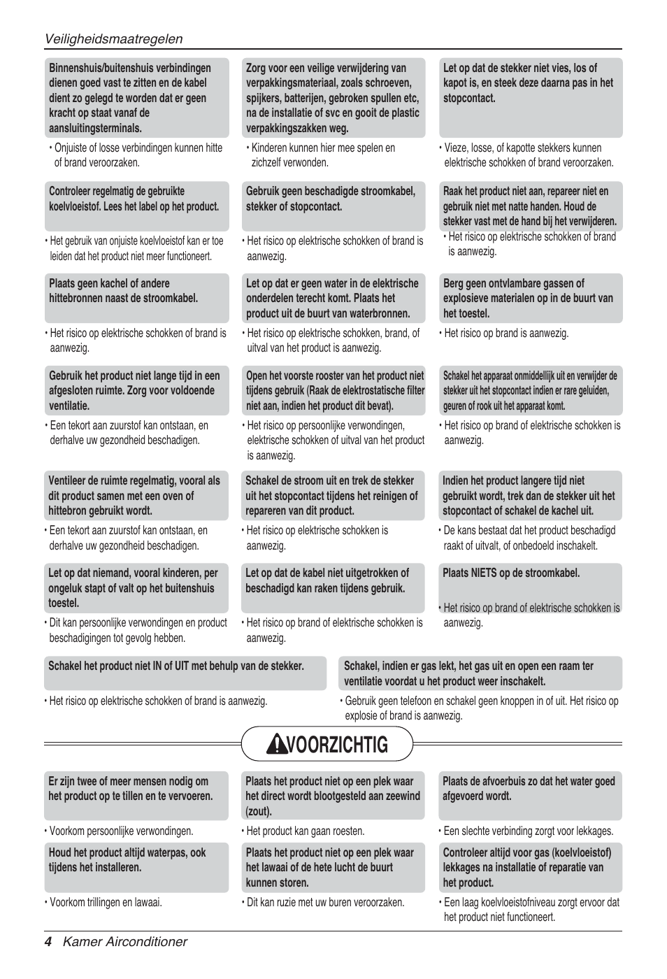 Voorzichtig | LG MA09AH1 User Manual | Page 150 / 167