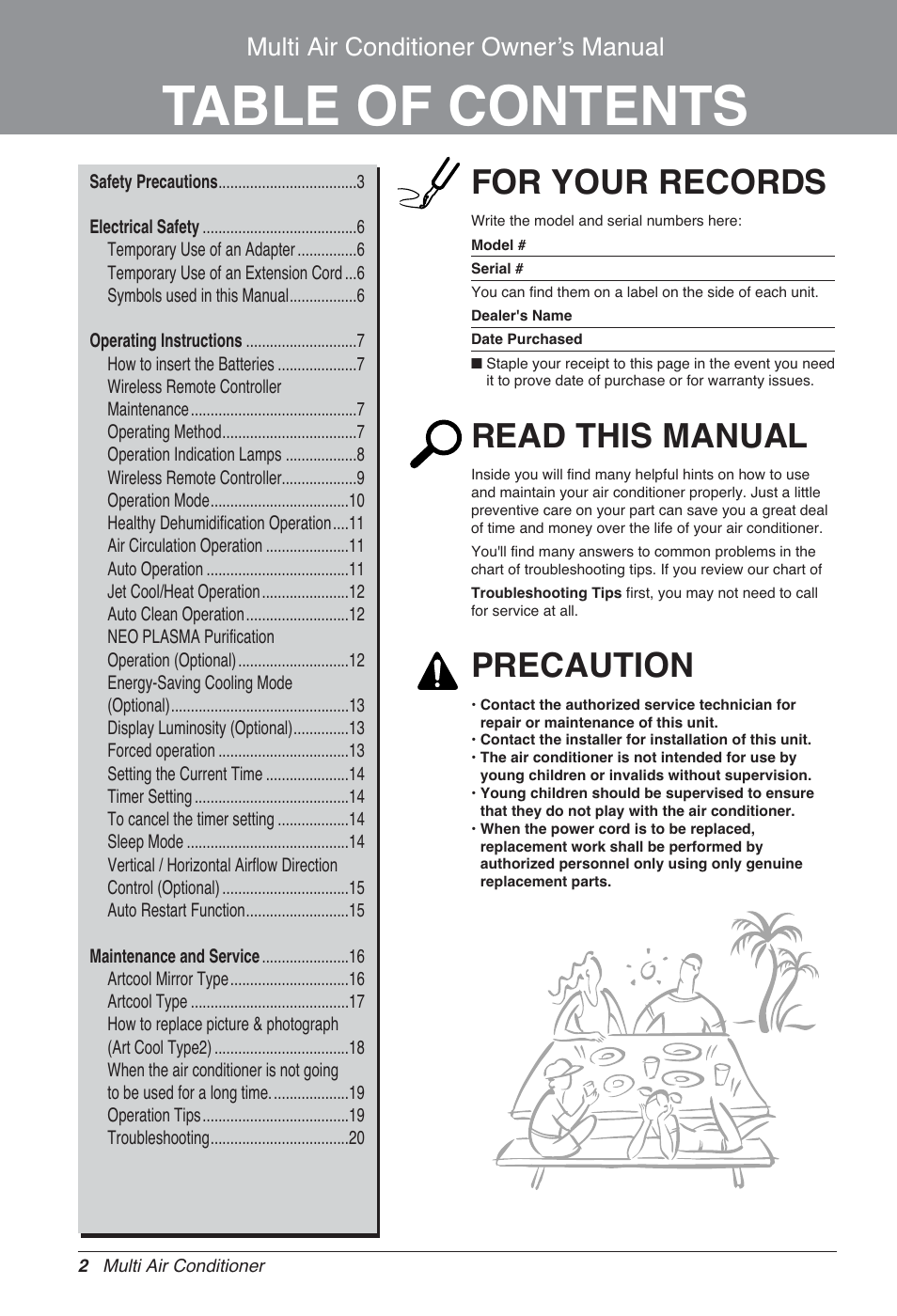 LG MA09AH1 User Manual | Page 2 / 167