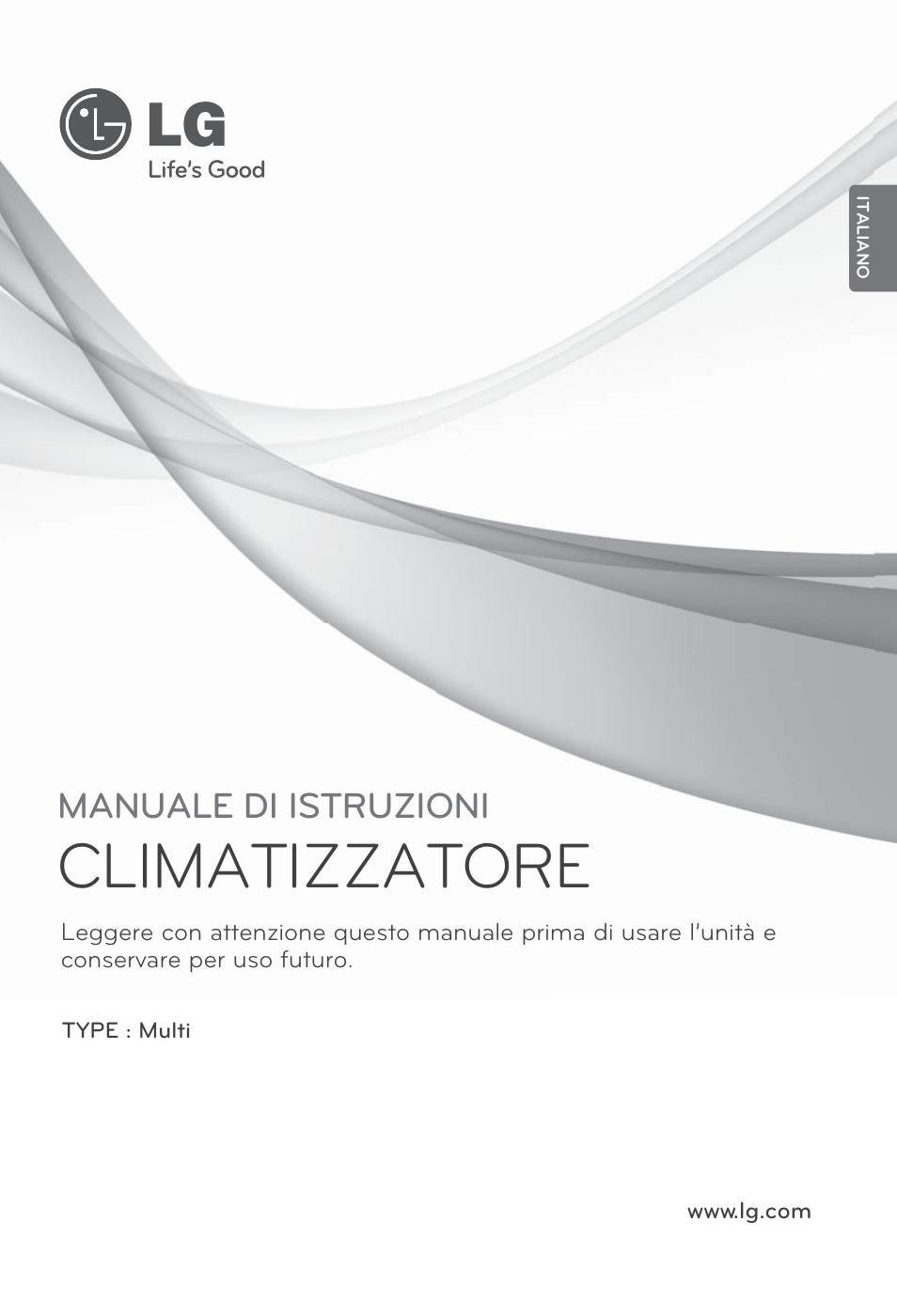 Italiano, Climatizzatore, Manuale di istruzioni | LG MA09AH1 User Manual | Page 21 / 167