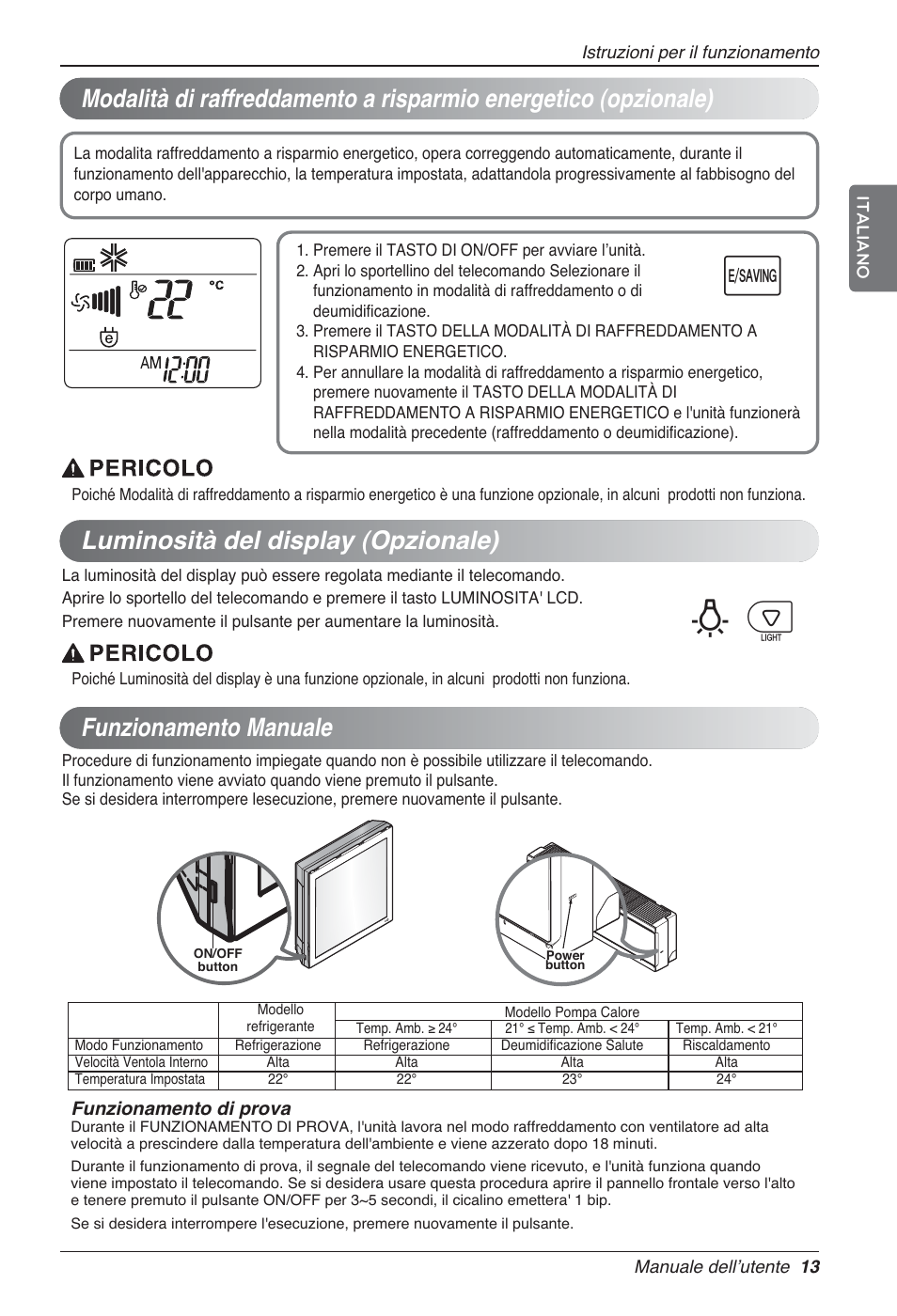 Bp u, Luminosità del display (opzionale) | LG MA09AH1 User Manual | Page 33 / 167