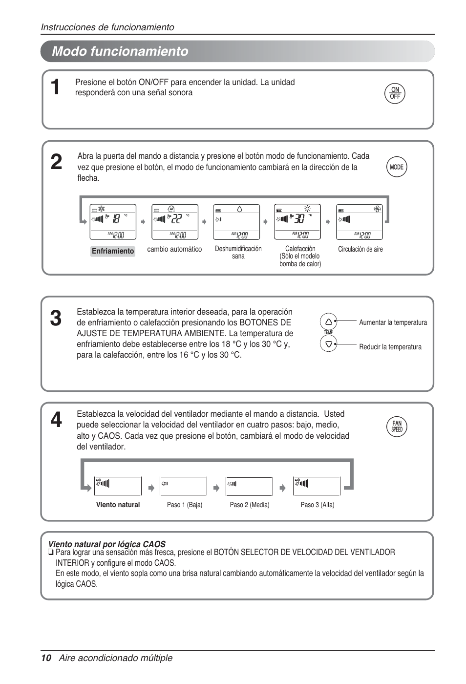Df g, Modo funcionamiento | LG MA09AH1 User Manual | Page 50 / 167
