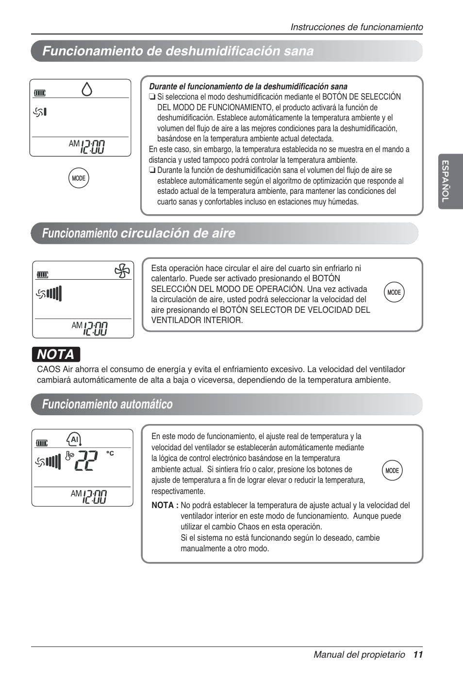 Nota | LG MA09AH1 User Manual | Page 51 / 167