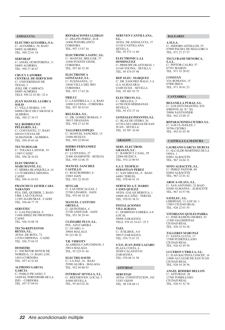 22 aire acondicionado múltiple | LG MA09AH1 User Manual | Page 62 / 167