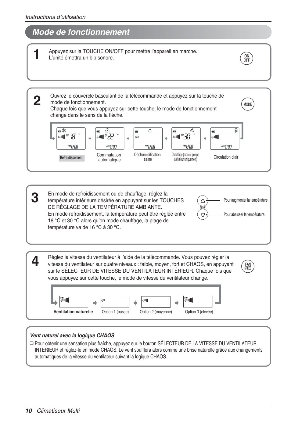 Df g, Mode de fonctionnement | LG MA09AH1 User Manual | Page 76 / 167