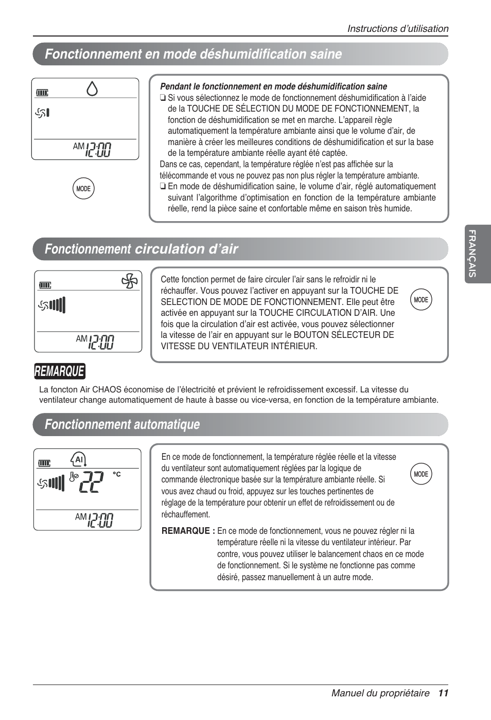 Remarque | LG MA09AH1 User Manual | Page 77 / 167