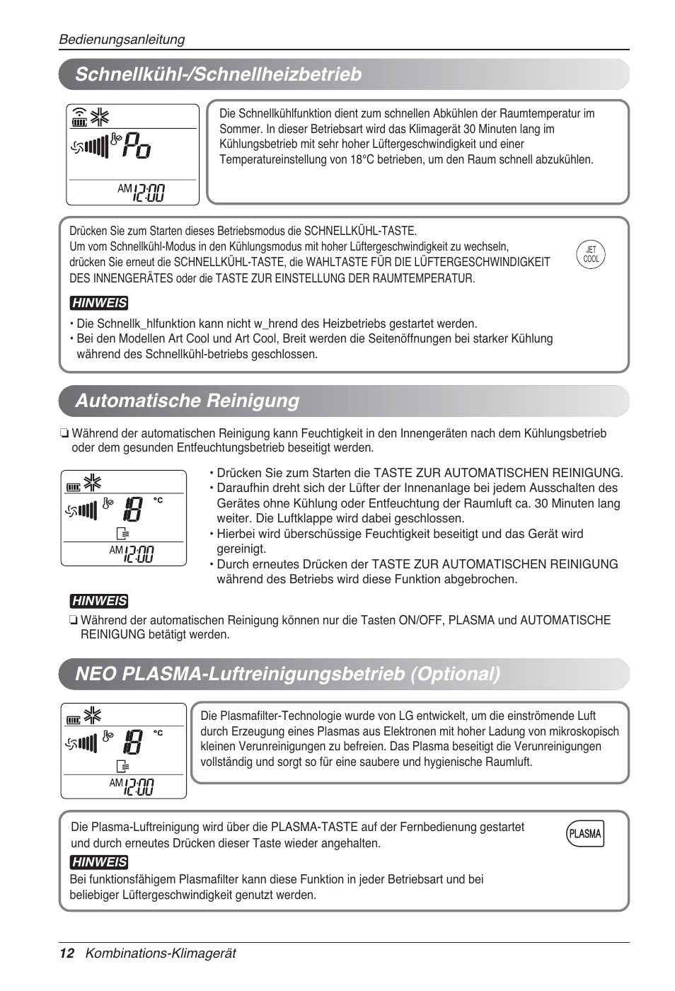 Automatische reinigung | LG MA09AH1 User Manual | Page 98 / 167