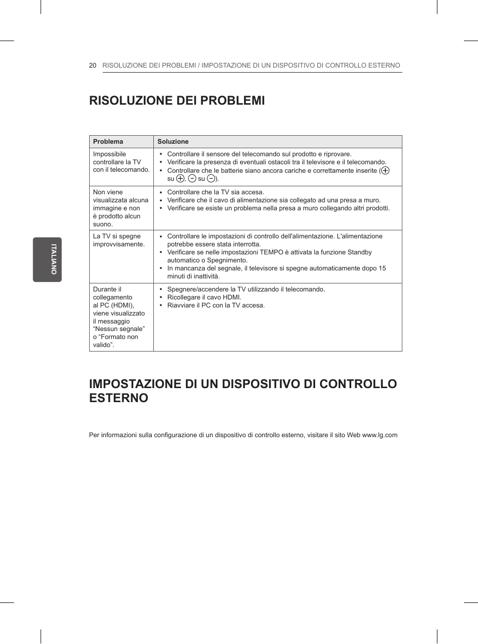 Risoluzione dei problemi | LG 42LN5200 User Manual | Page 102 / 208