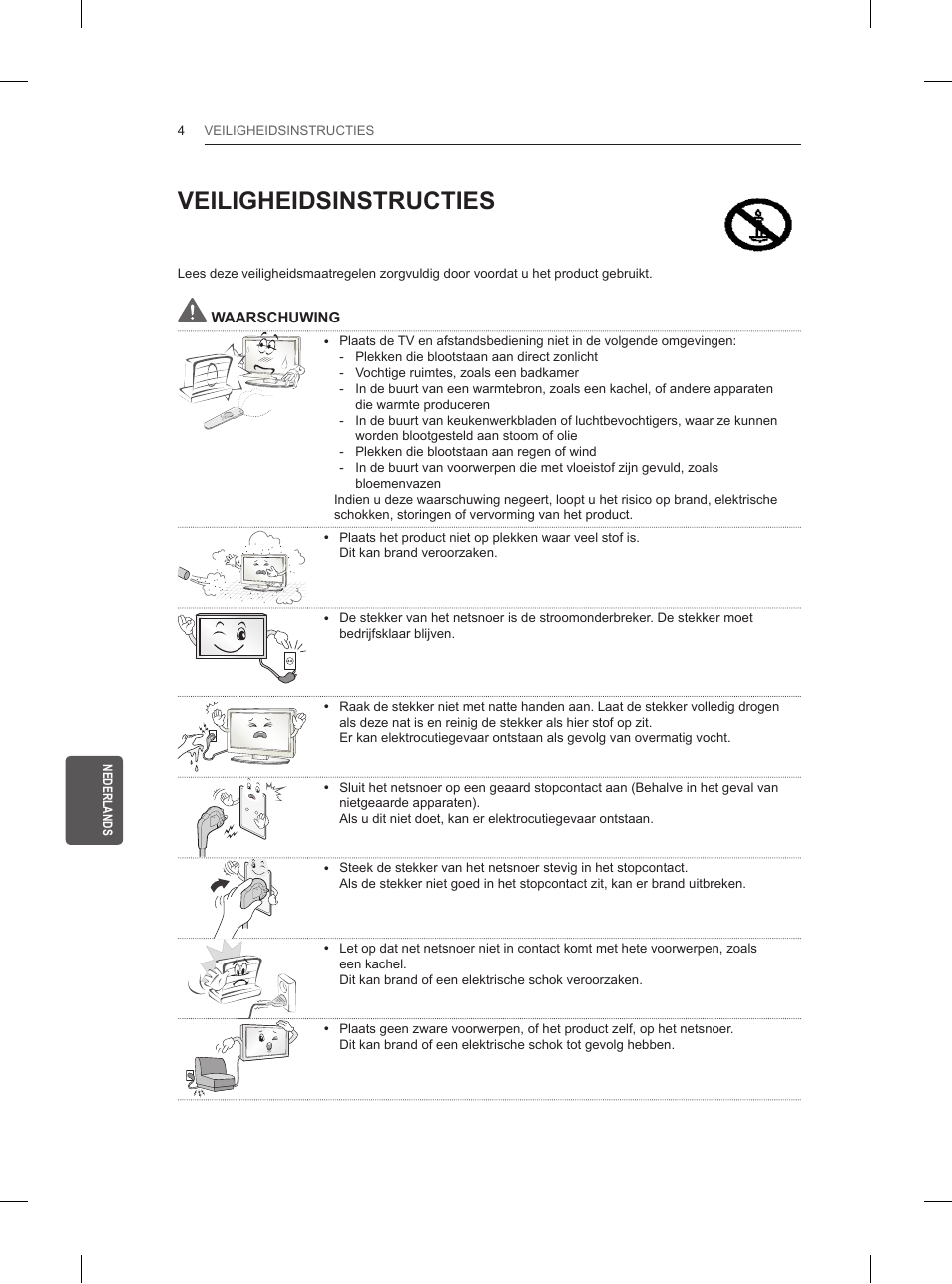 Veiligheidsinstructies | LG 42LN5200 User Manual | Page 148 / 208