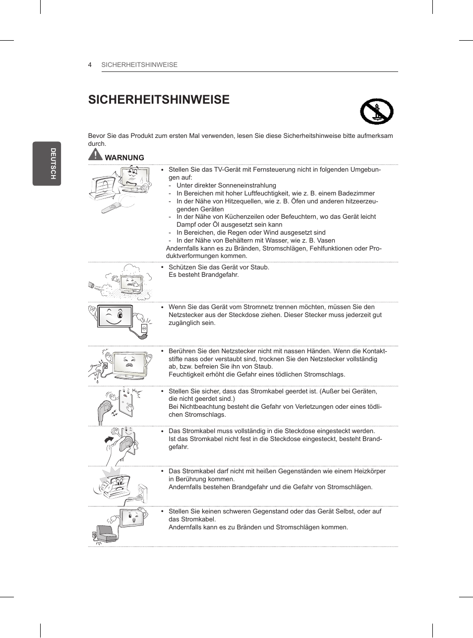 Sicherheitshinweise | LG 42LN5200 User Manual | Page 46 / 208