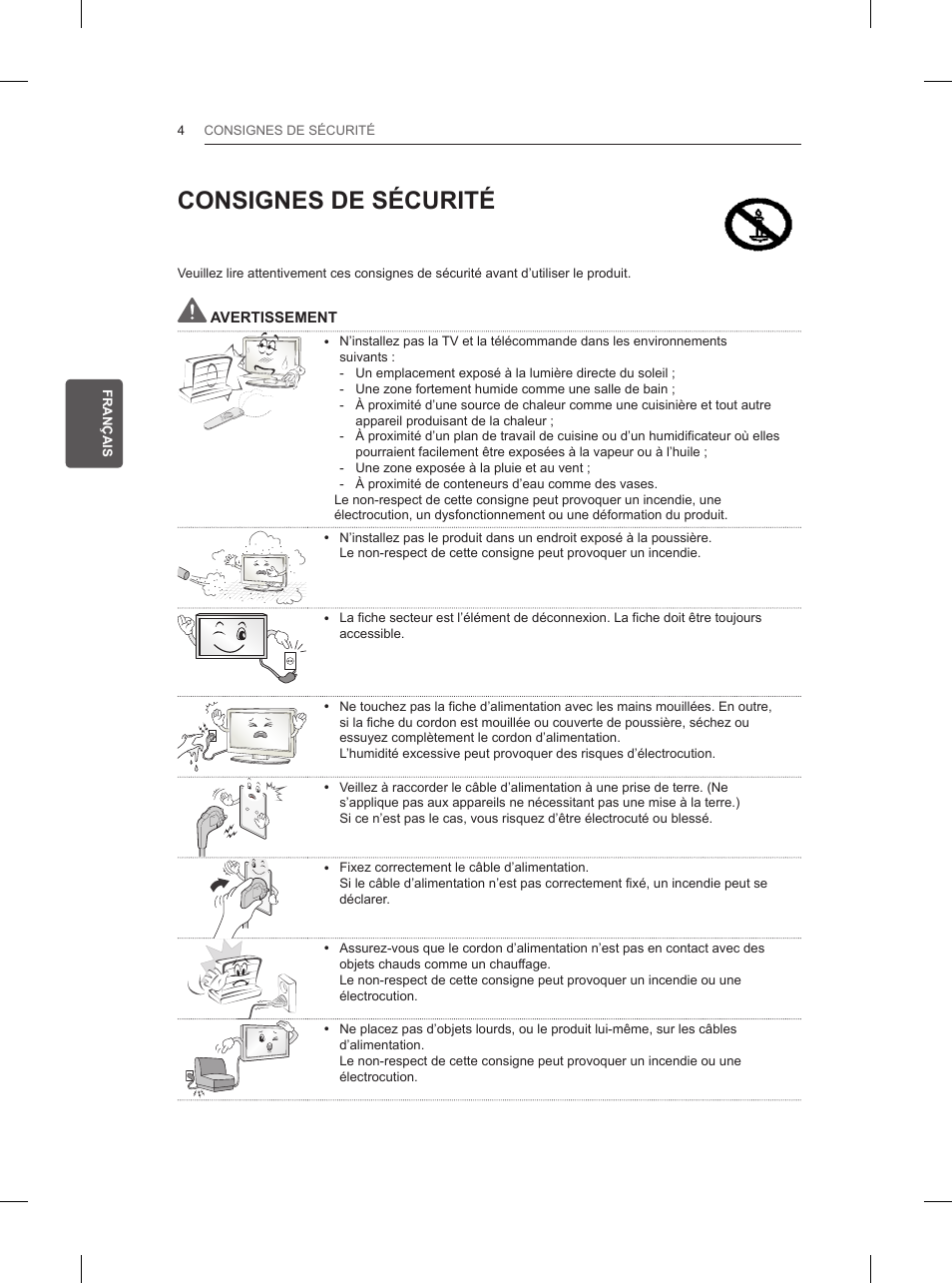 Consignes de sécurité | LG 42LN5200 User Manual | Page 66 / 208