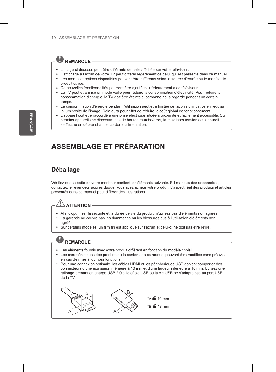 Assemblage et préparation, Déballage | LG 42LN5200 User Manual | Page 72 / 208