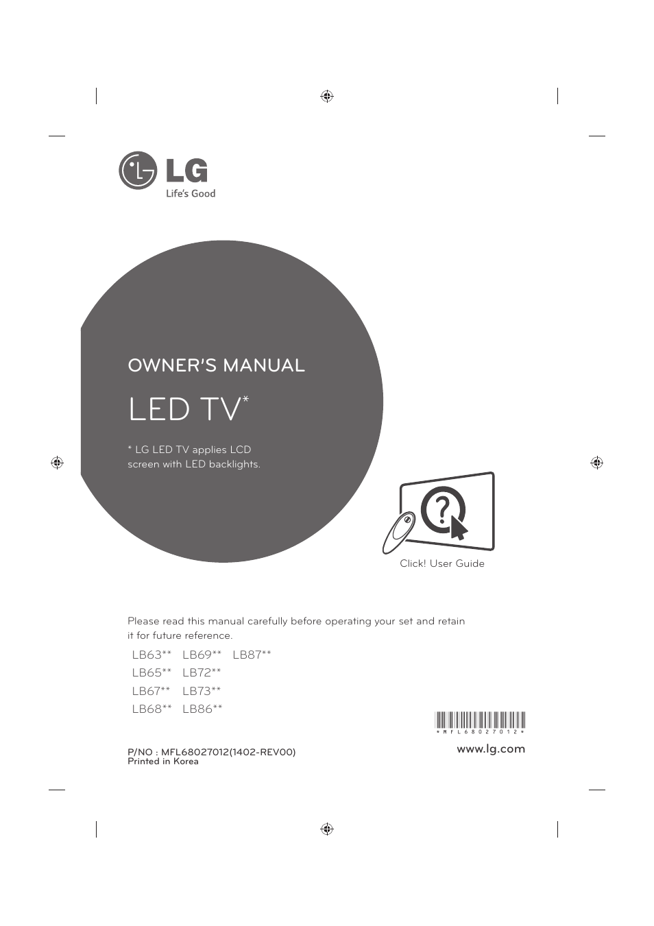 LG 60LB730V User Manual | 356 pages