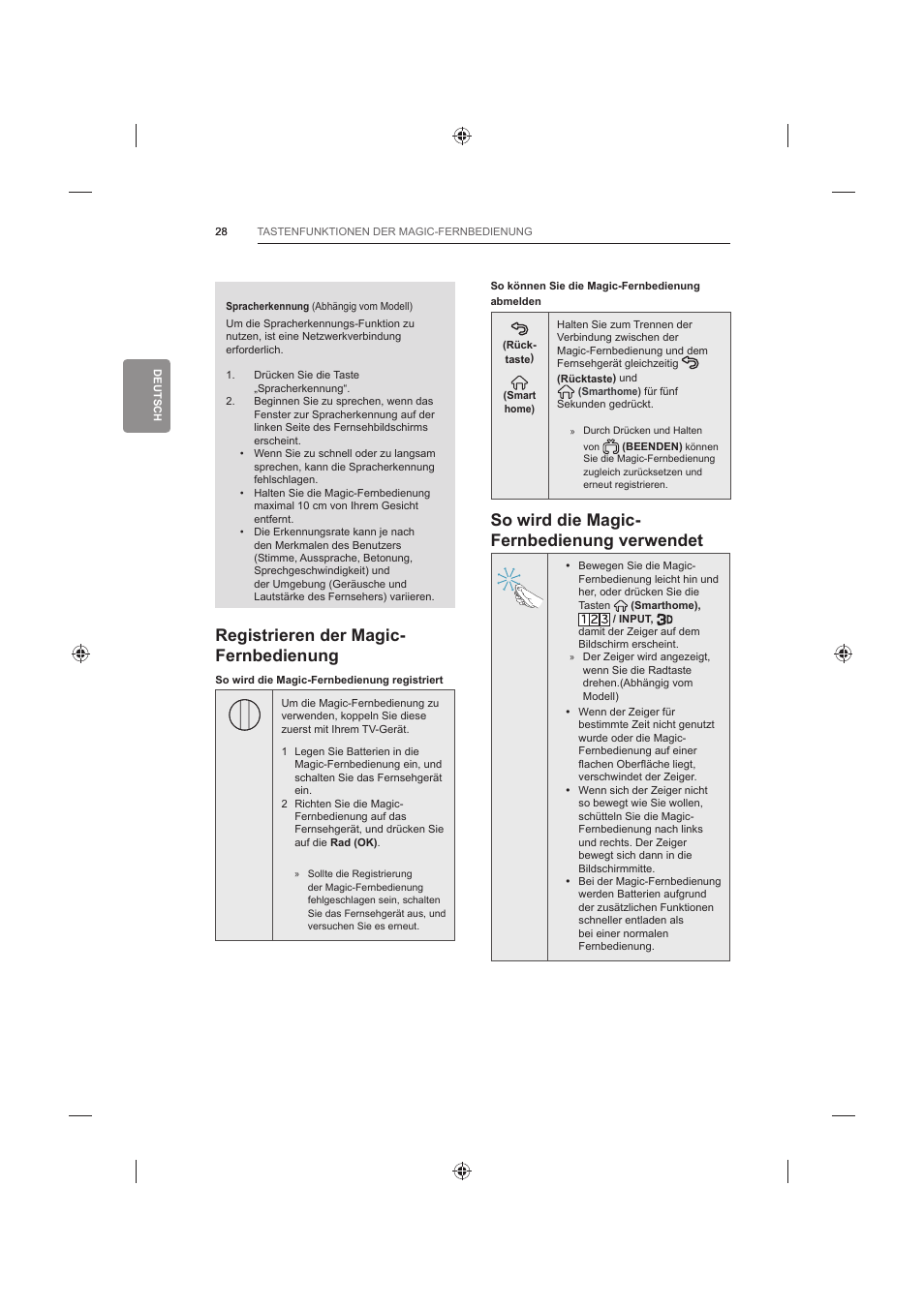 So wird die magic- fernbedienung verwendet, Registrieren der magic- fernbedienung | LG 60LB730V User Manual | Page 106 / 356