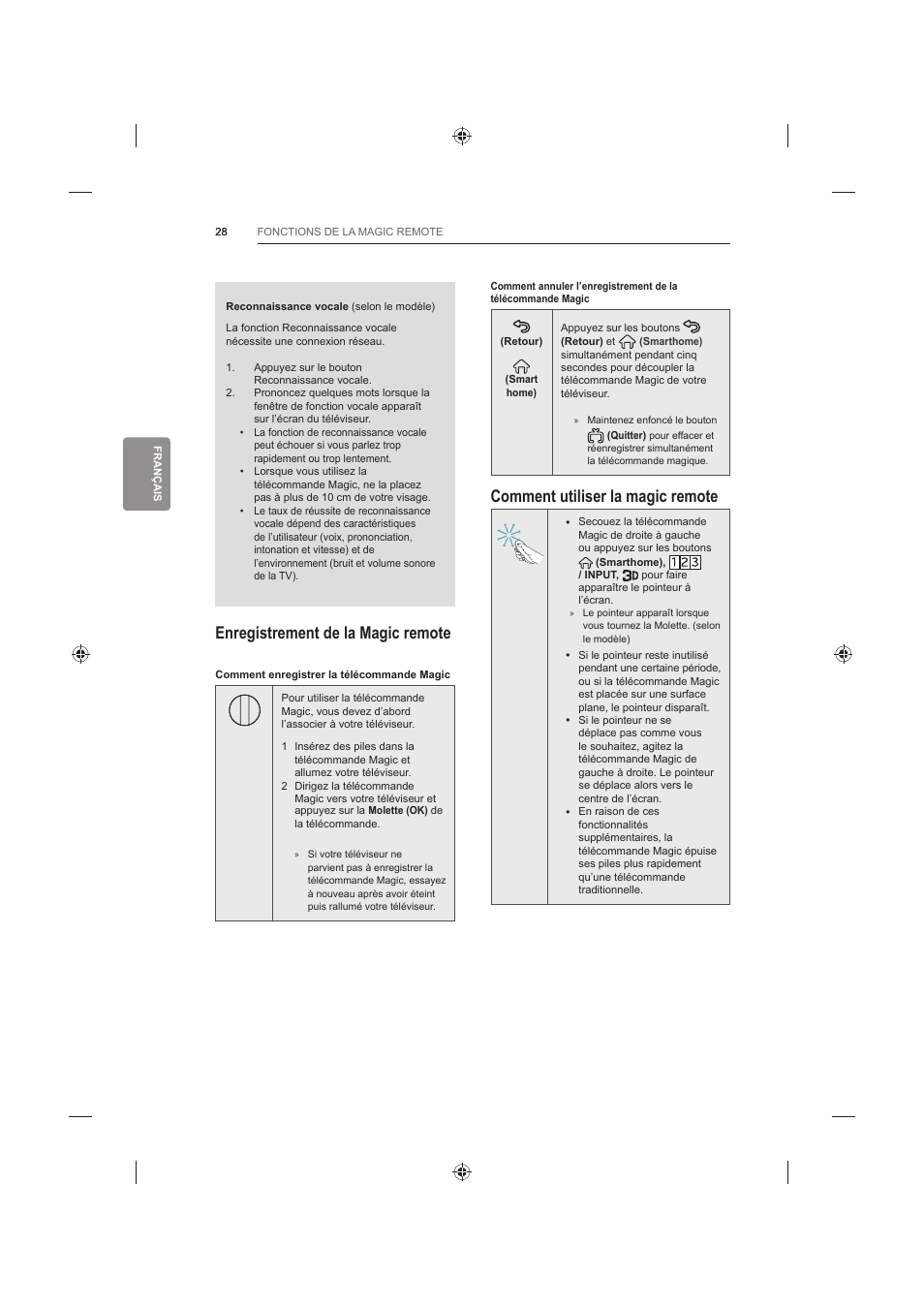 Comment utiliser la magic remote, Enregistrement de la magic remote | LG 60LB730V User Manual | Page 138 / 356