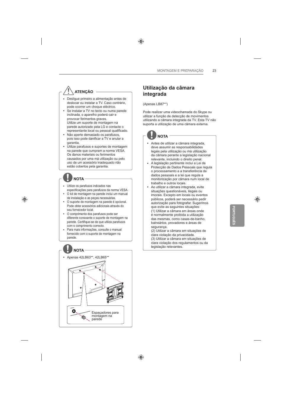 Utilização da câmara integrada | LG 60LB730V User Manual | Page 241 / 356