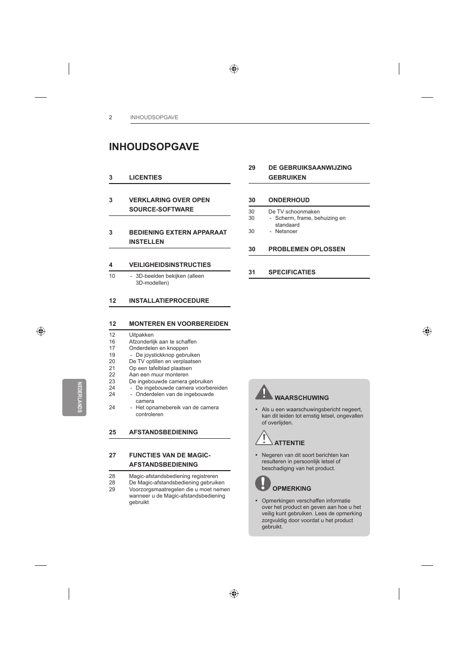 Inhoudsopgave | LG 60LB730V User Manual | Page 252 / 356