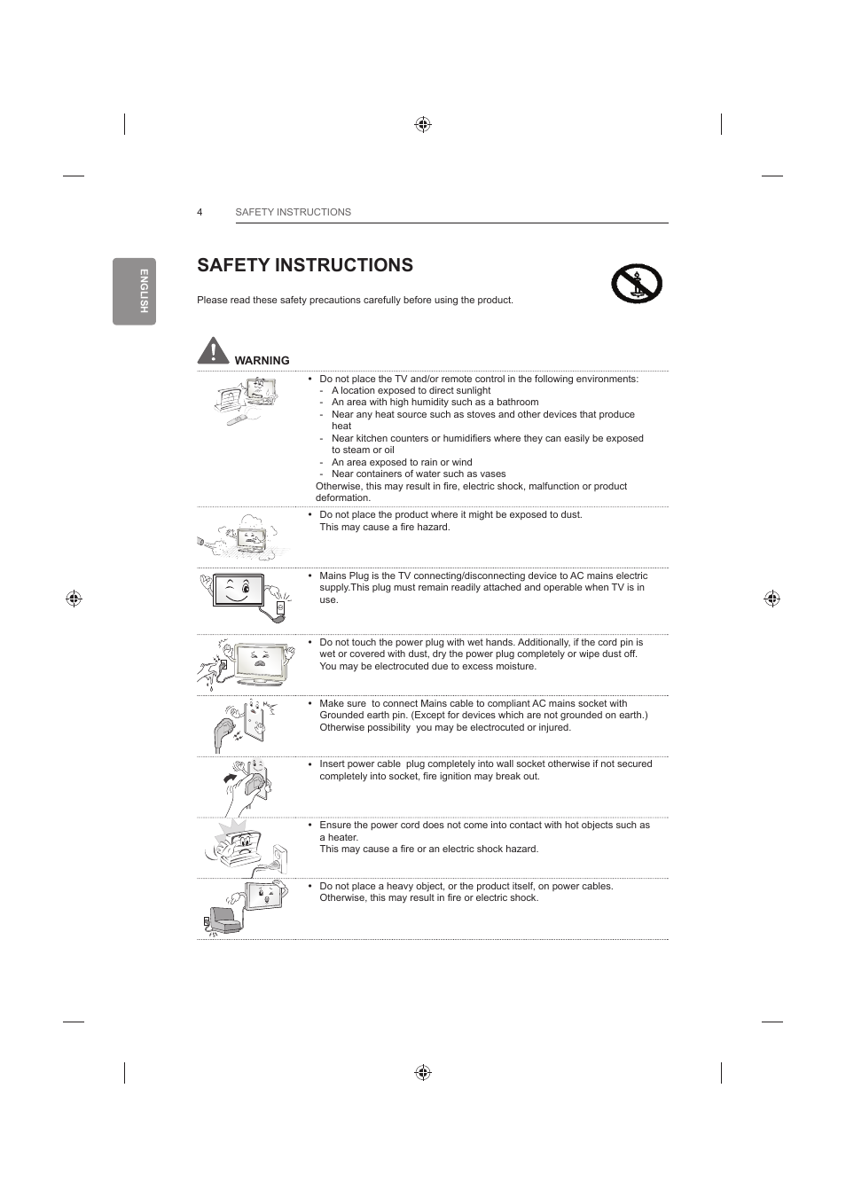 Safety instructions | LG 60LB730V User Manual | Page 50 / 356