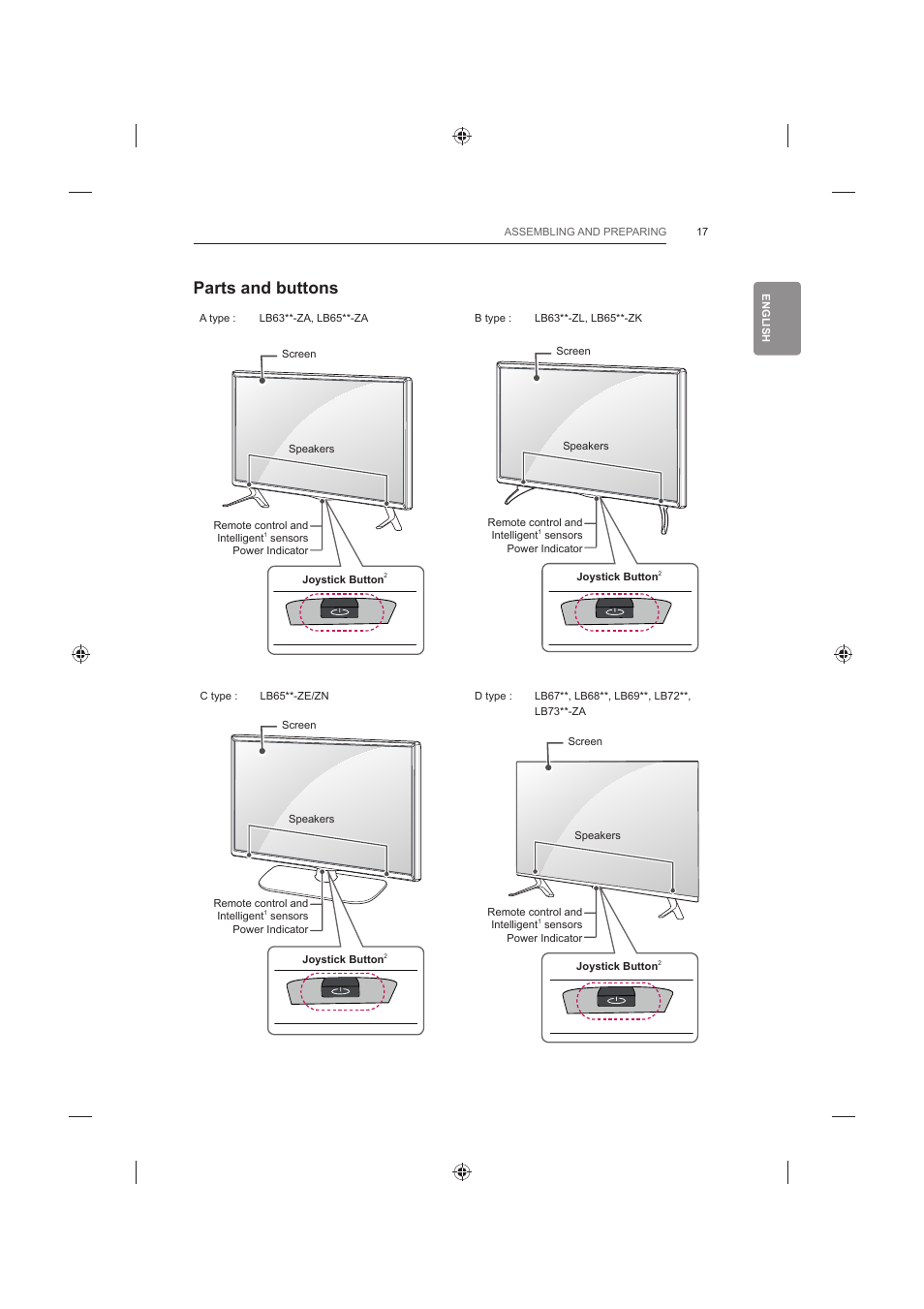 Parts and buttons | LG 60LB730V User Manual | Page 63 / 356