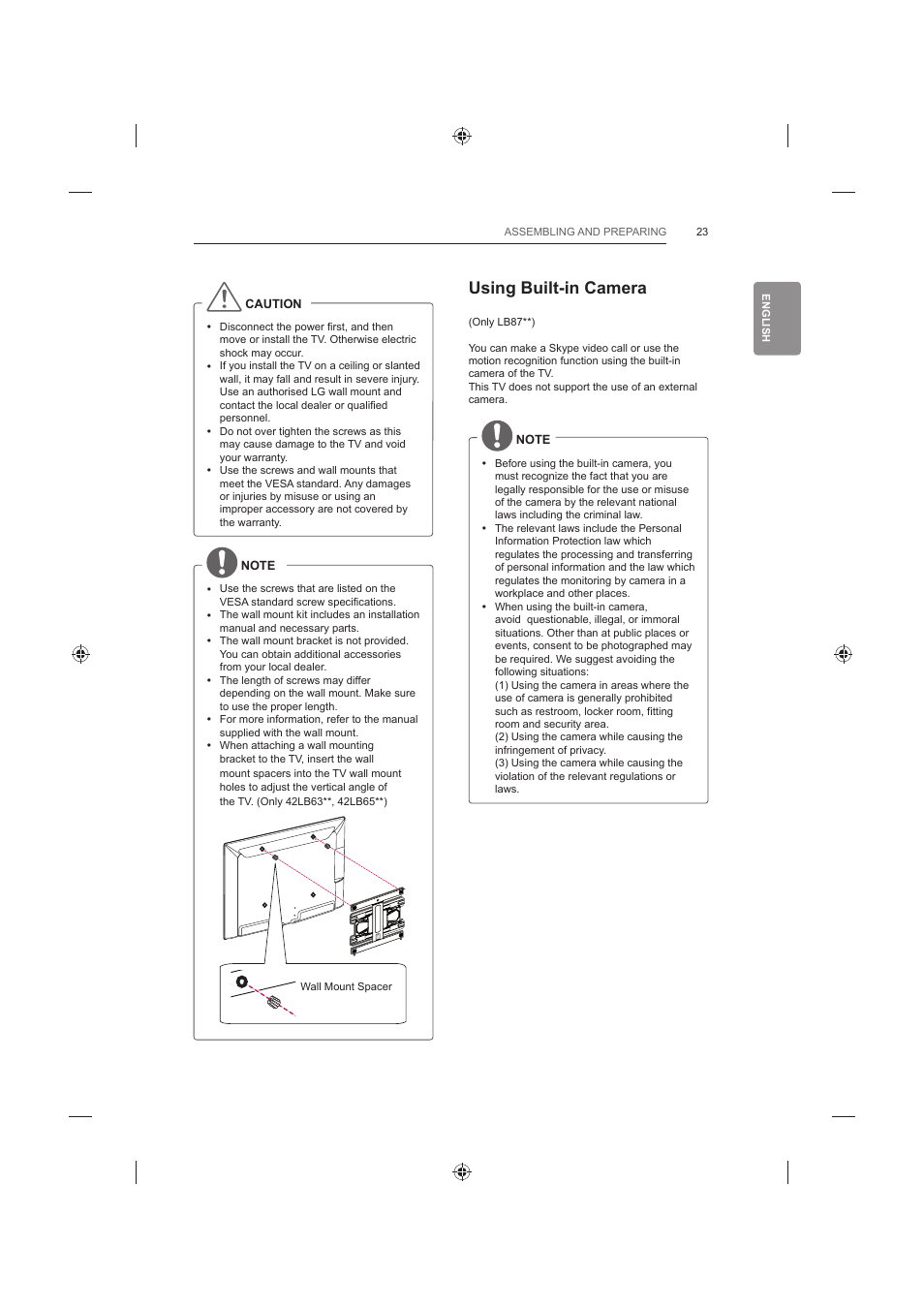 Using built-in camera | LG 60LB730V User Manual | Page 69 / 356