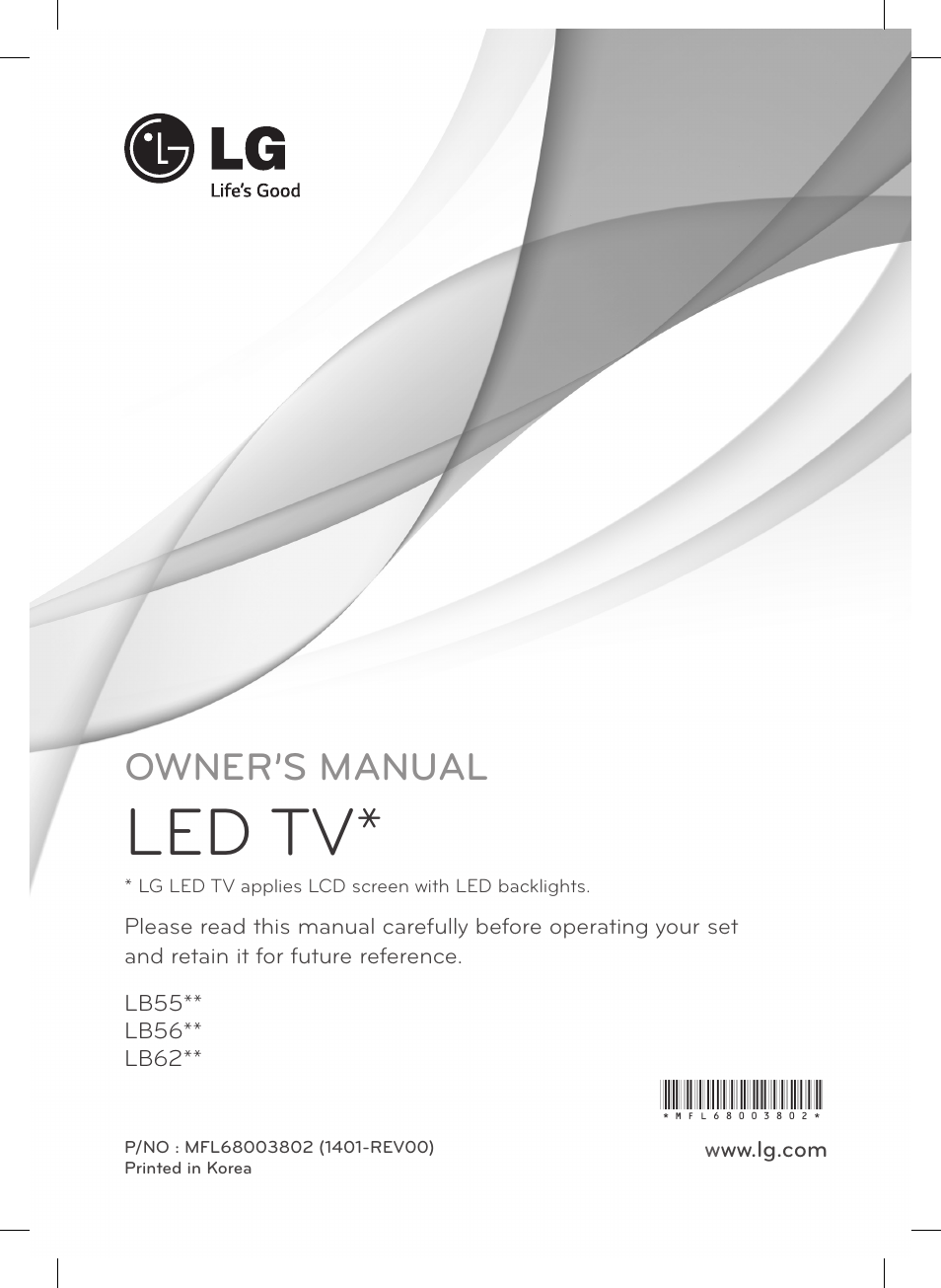 LG 55LB6200 User Manual | 288 pages
