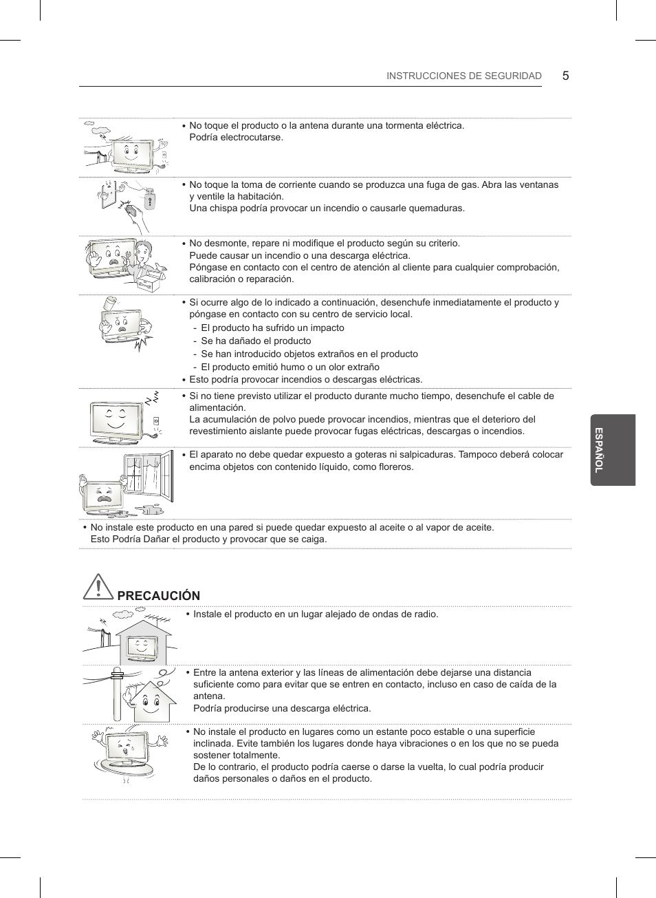 Precaución | LG 55LB6200 User Manual | Page 143 / 288