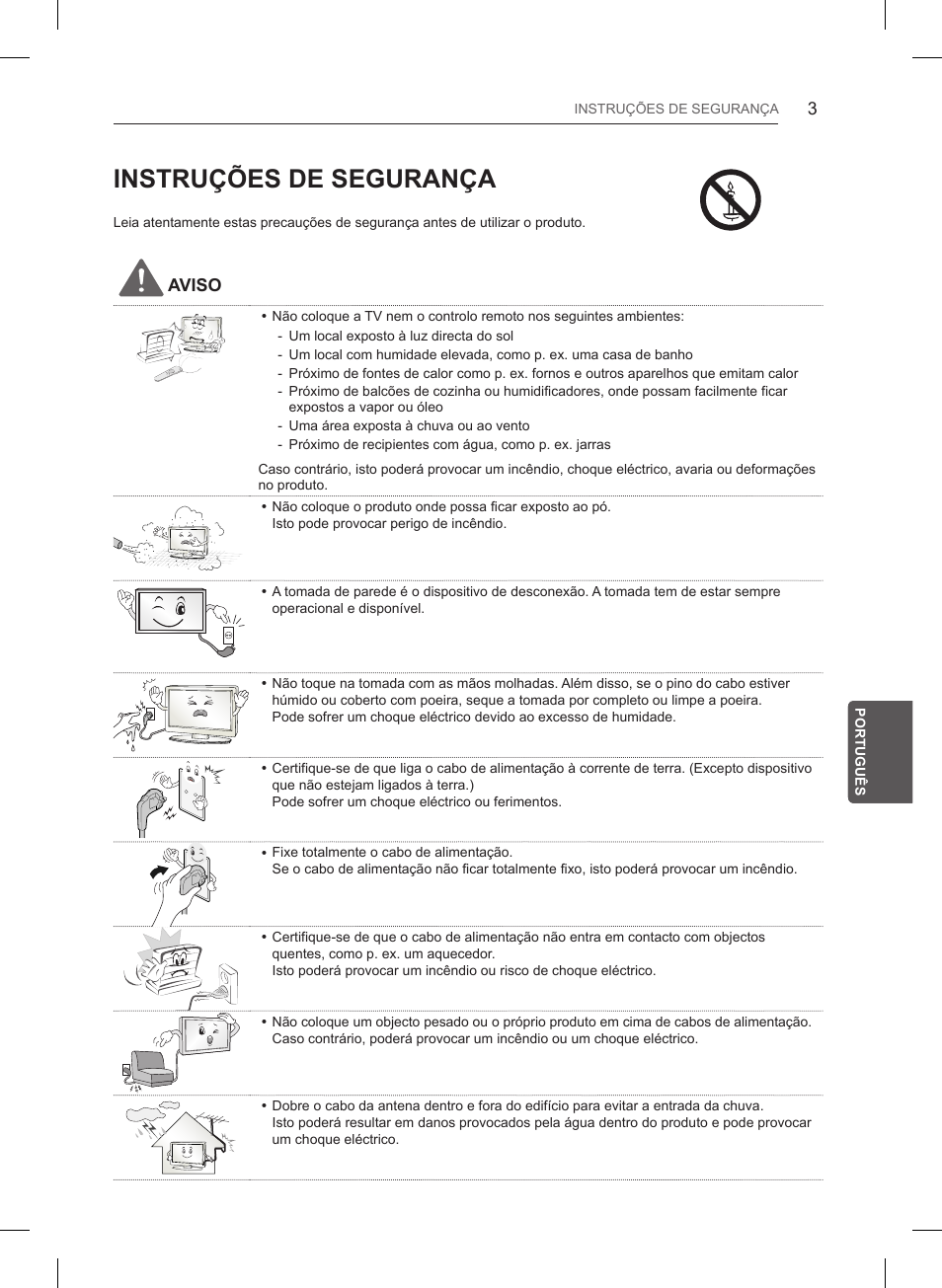 Instruções de segurança, Aviso | LG 55LB6200 User Manual | Page 169 / 288