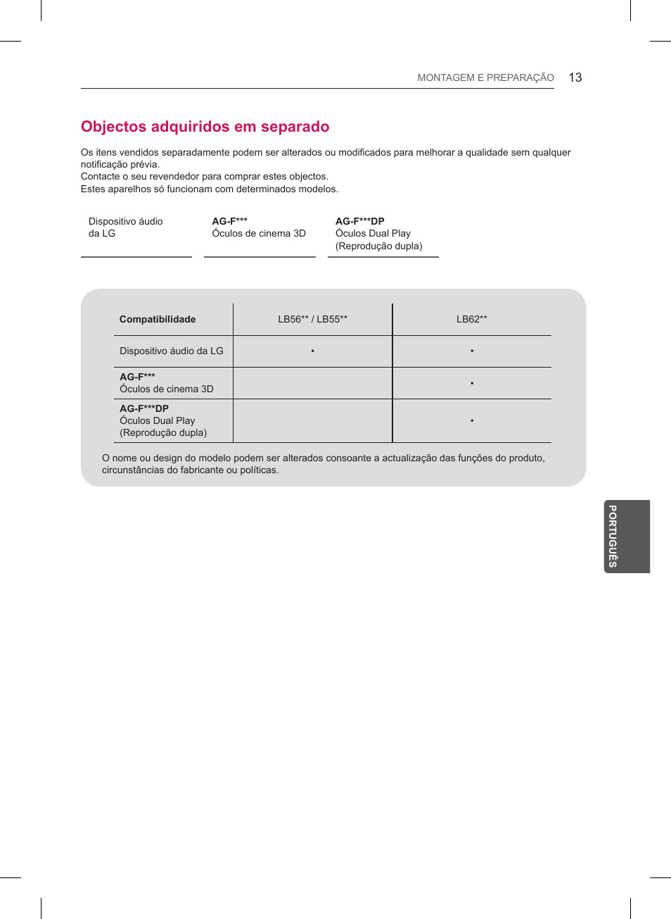 Objectos adquiridos em separado | LG 55LB6200 User Manual | Page 179 / 288