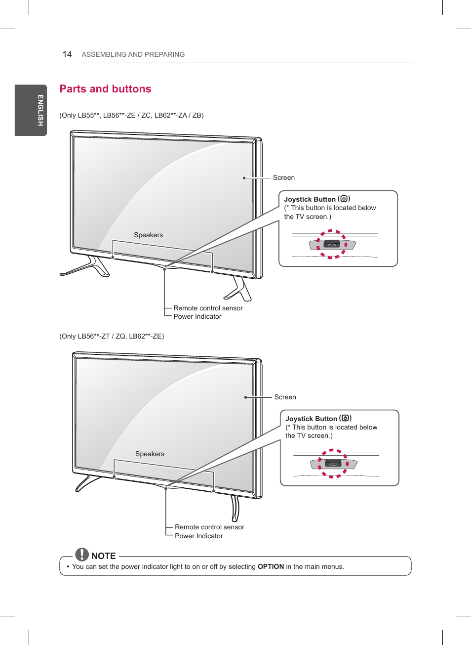 Parts and buttons | LG 55LB6200 User Manual | Page 30 / 288