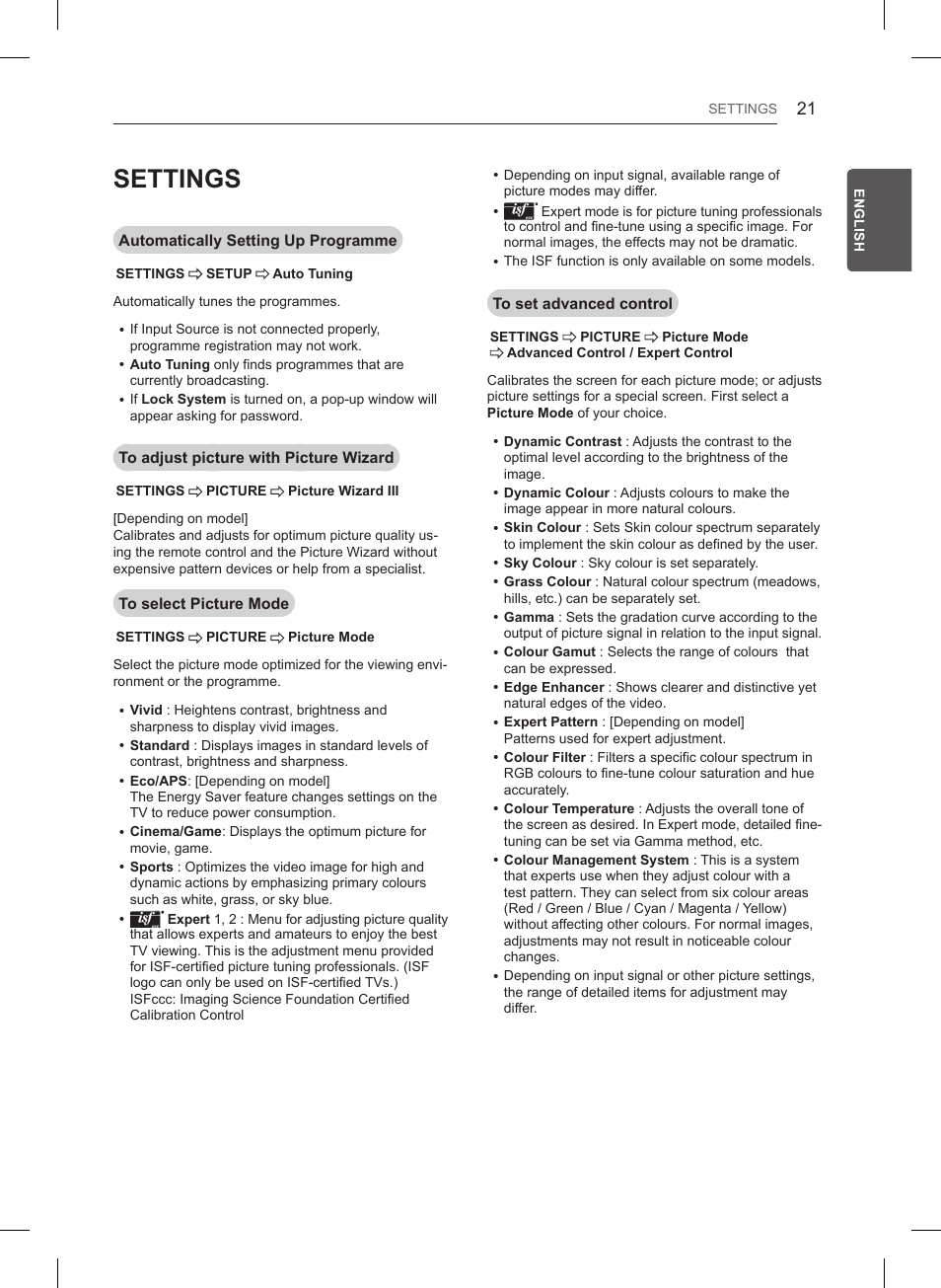 Settings | LG 55LB6200 User Manual | Page 37 / 288