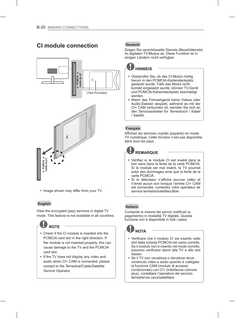 Ci module connection | LG 26LN450B User Manual | Page 211 / 223