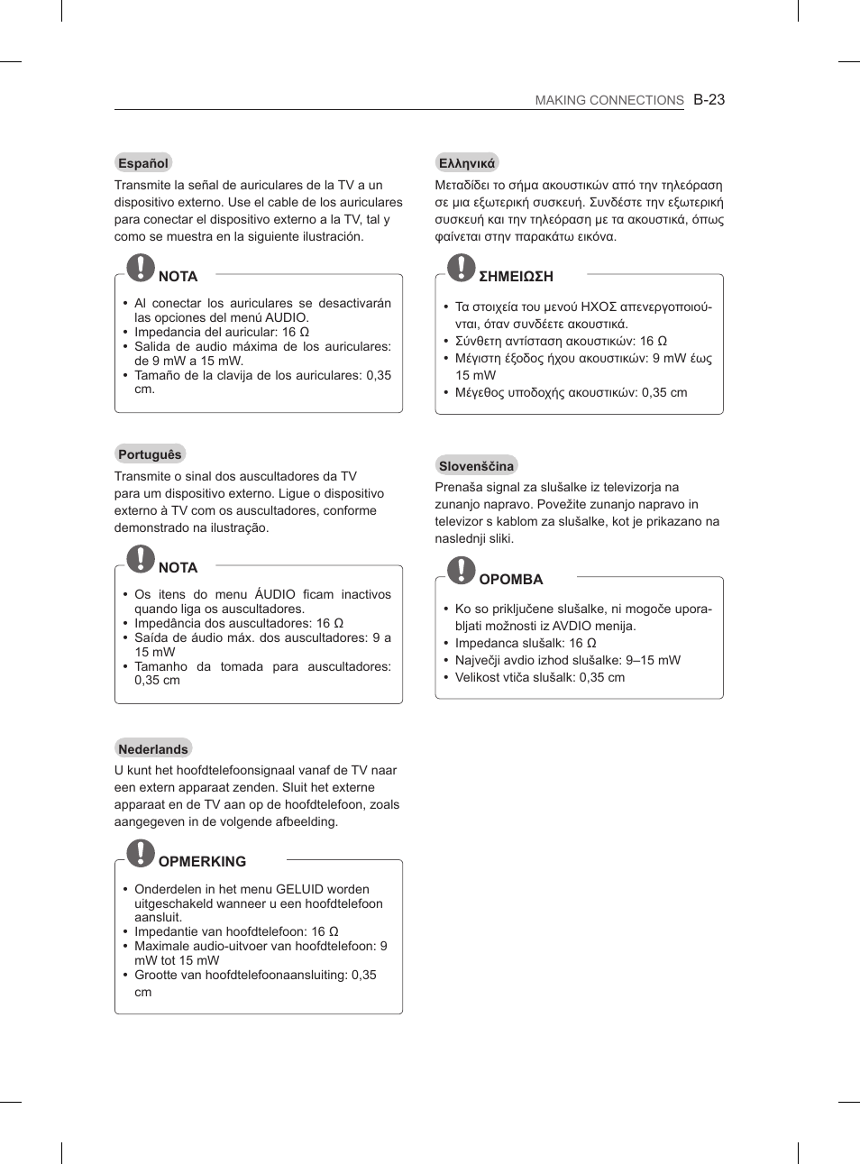 LG 26LN450B User Manual | Page 214 / 223